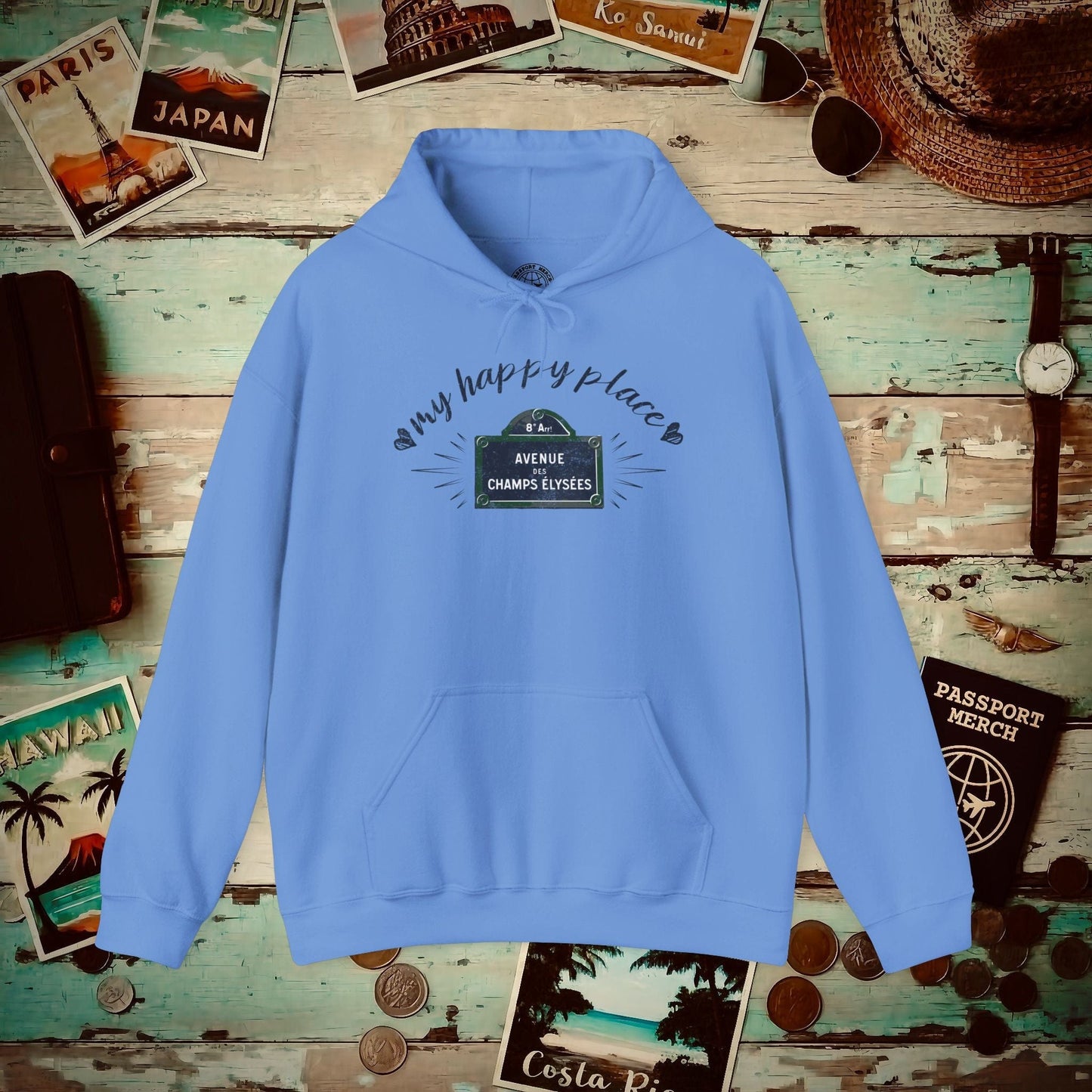 Signs of Wanderlust, Avenue des Champs-Élysées, Paris, France Hoodie Carolina Blue / S