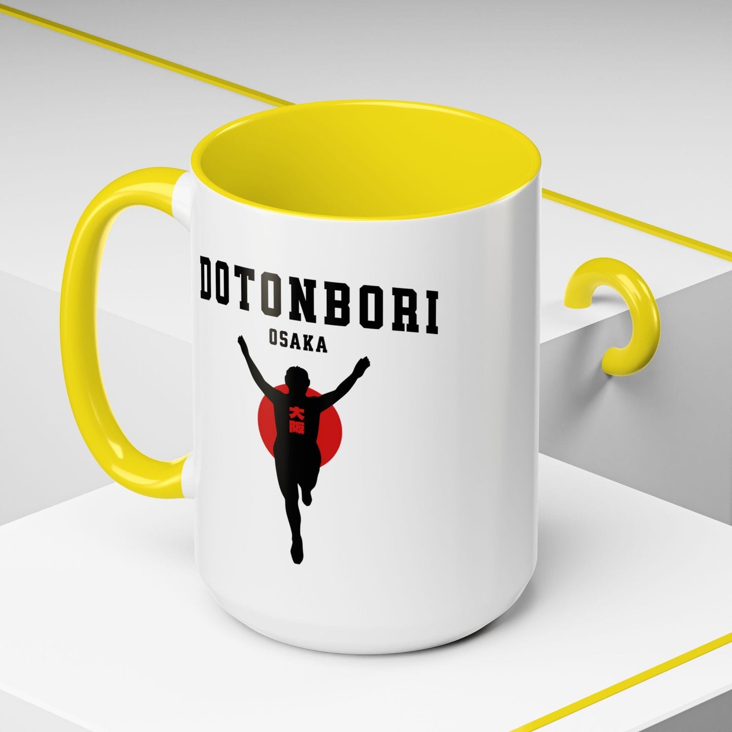 Signs of Wanderlust, Dotonbori, Osaka, Japan 15oz Mug Yellow / 15oz