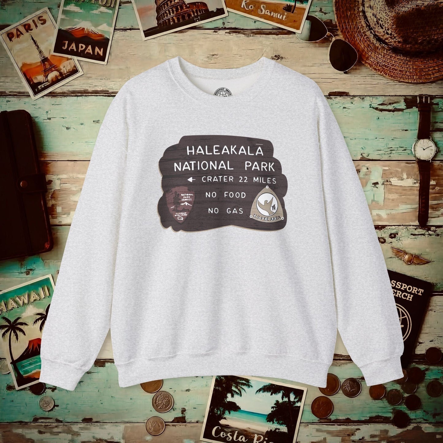 Signs of Wanderlust, Haleakala, Maui, Hawaii Crewneck Ash / S