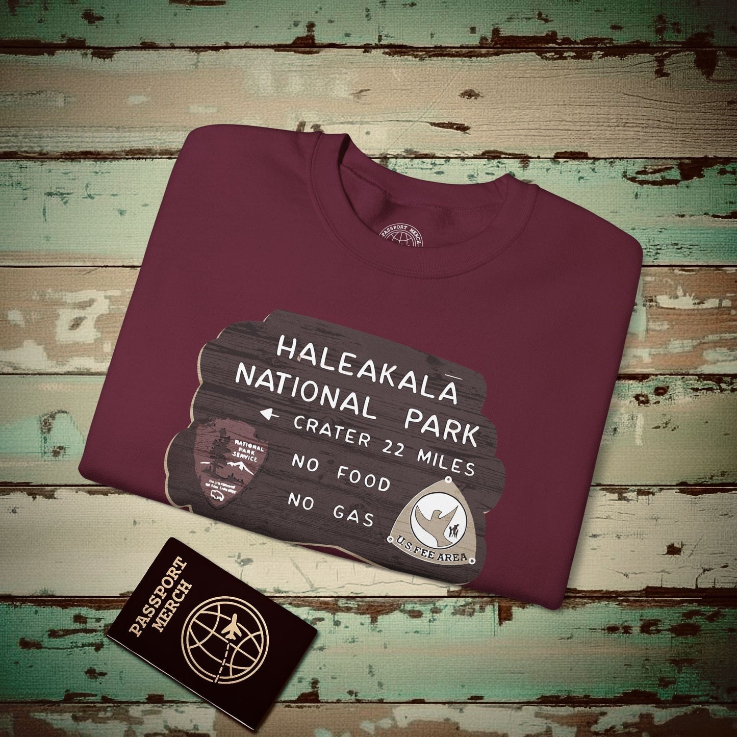 Signs of Wanderlust, Haleakala, Maui, Hawaii Crewneck Maroon / S