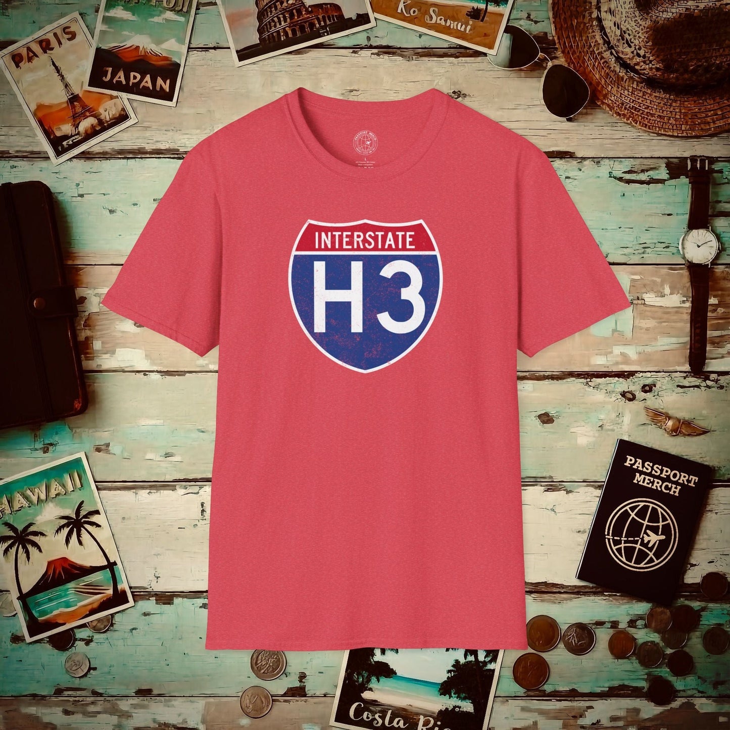 Signs of Wanderlust, Interstate H3, Hawaii T-Shirt Heather Red / S