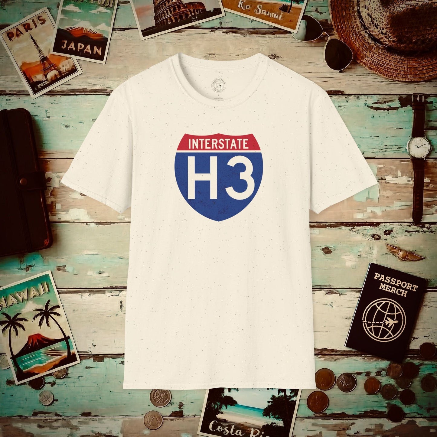 Signs of Wanderlust, Interstate H3, Hawaii T-Shirt Natural / S