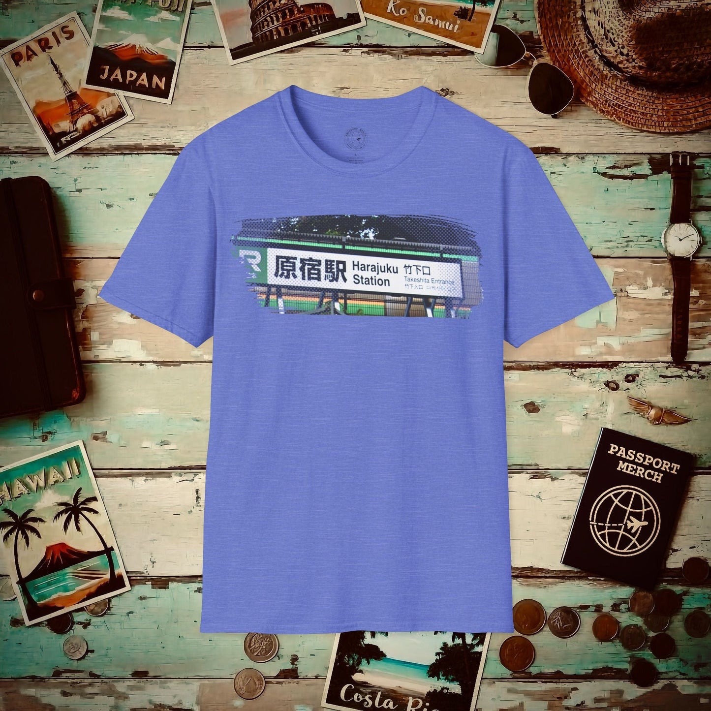 Signs of Wanderlust, Takeshita Street Harajuku Japan T-Shirt Heather Royal / S