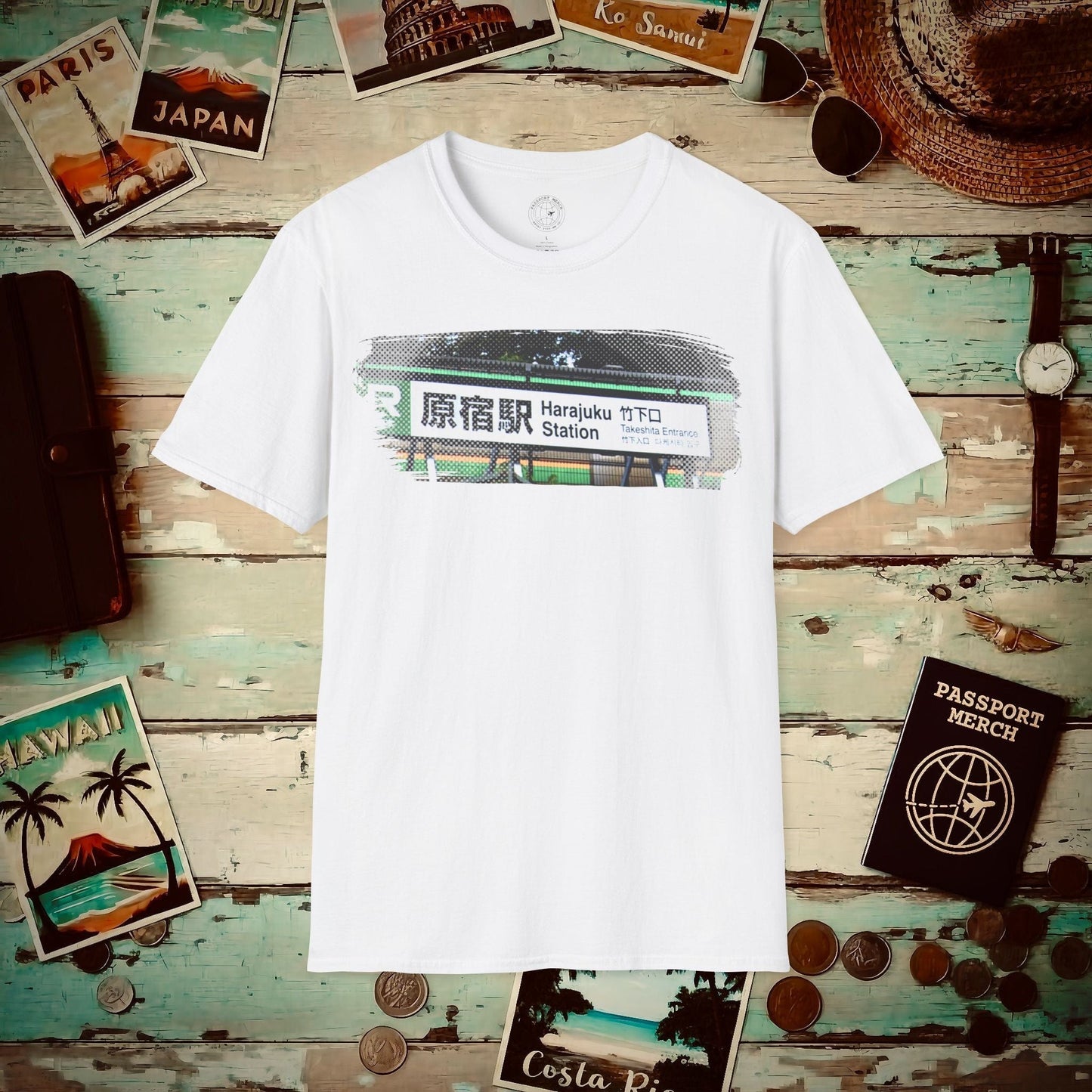 Signs of Wanderlust, Takeshita Street Harajuku Japan T-Shirt White / S