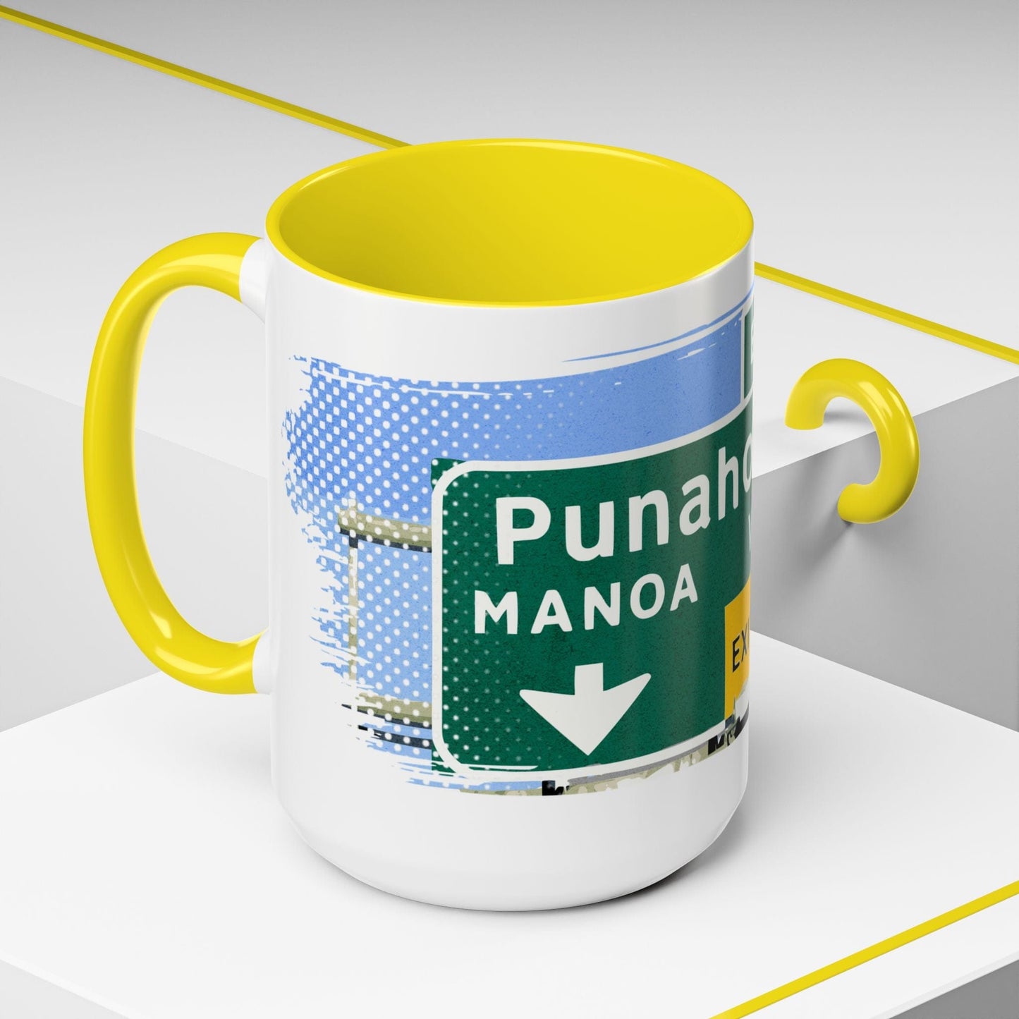 Signs of Wanderlust, Waikiki, Exit Only, Hawaii 15oz Mug Yellow / 15oz