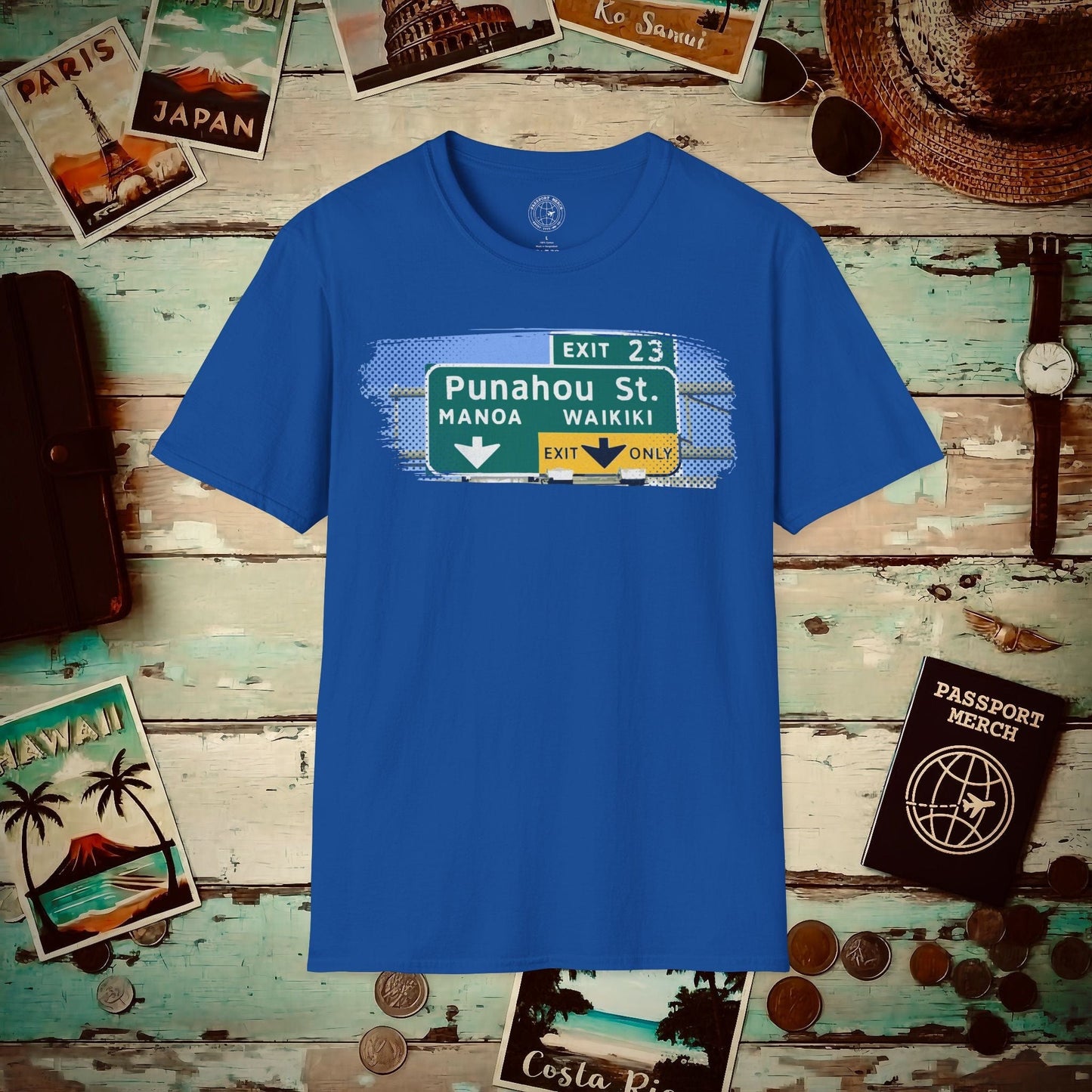 Signs of Wanderlust, Waikiki, Exit Only, Hawaii T-Shirt Royal / S