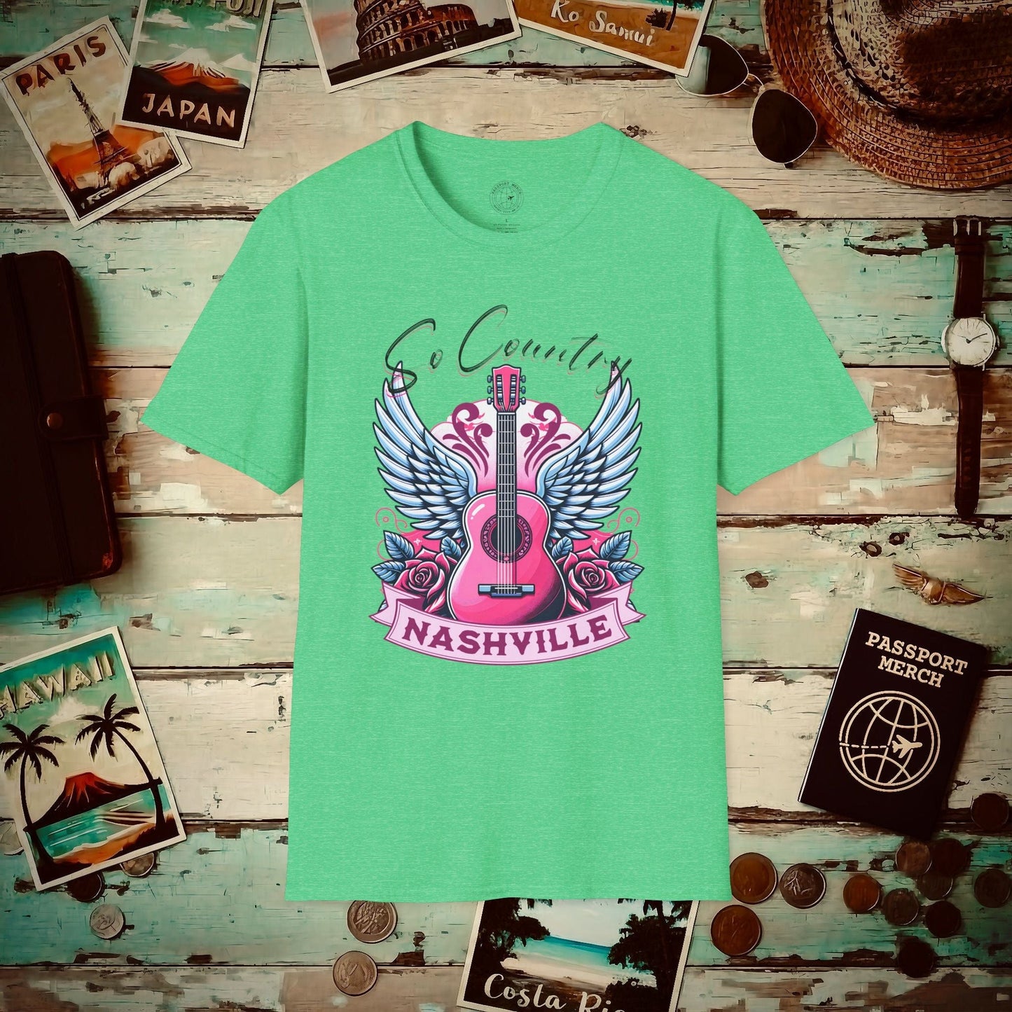 So Country, Nashville Tennessee T-Shirt Heather Irish Green / S