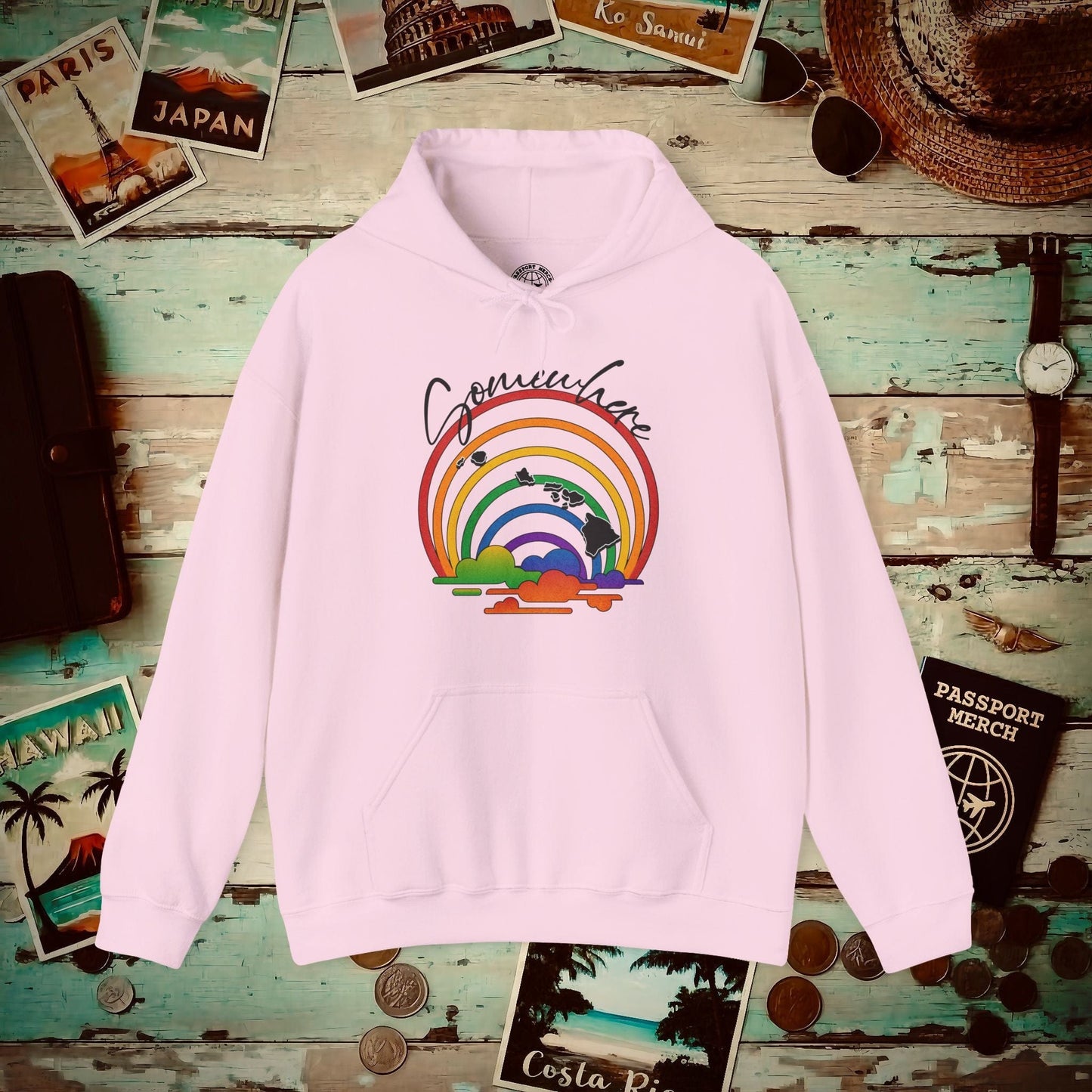 Somewhere Over the Rainbow Hawaii Hoodie Light Pink / S