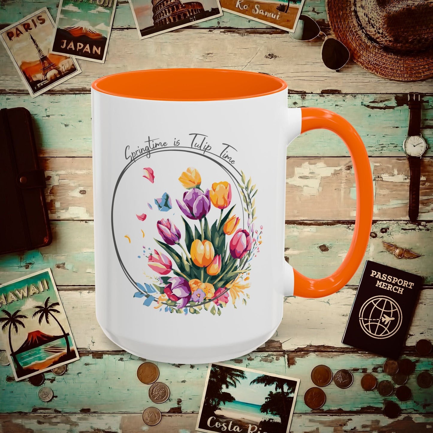 Springtime is Tulip Time in Holland (Europe & Michigan) 15oz Mug Orange / 15oz