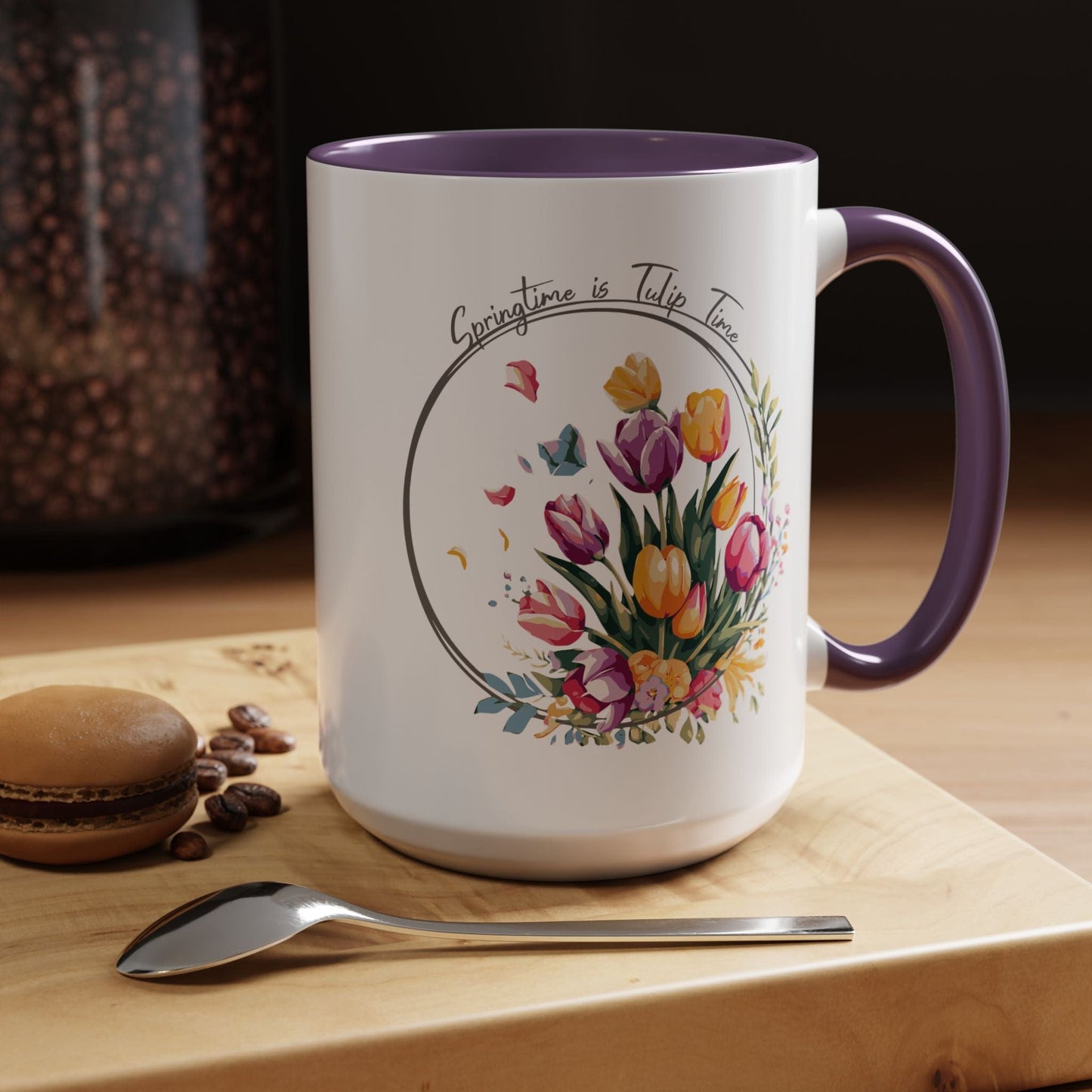 Springtime is Tulip Time in Holland (Europe & Michigan) 15oz Mug Purple / 15oz