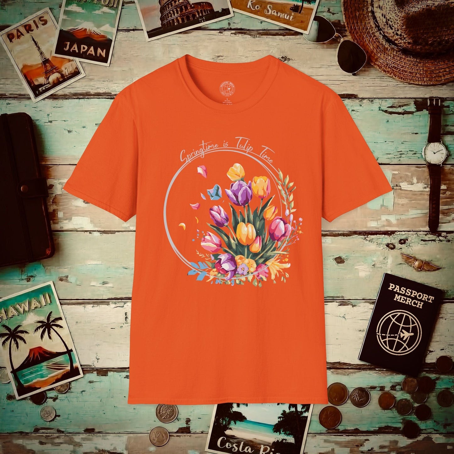 Springtime is Tulip Time in Holland T-Shirt Orange / S