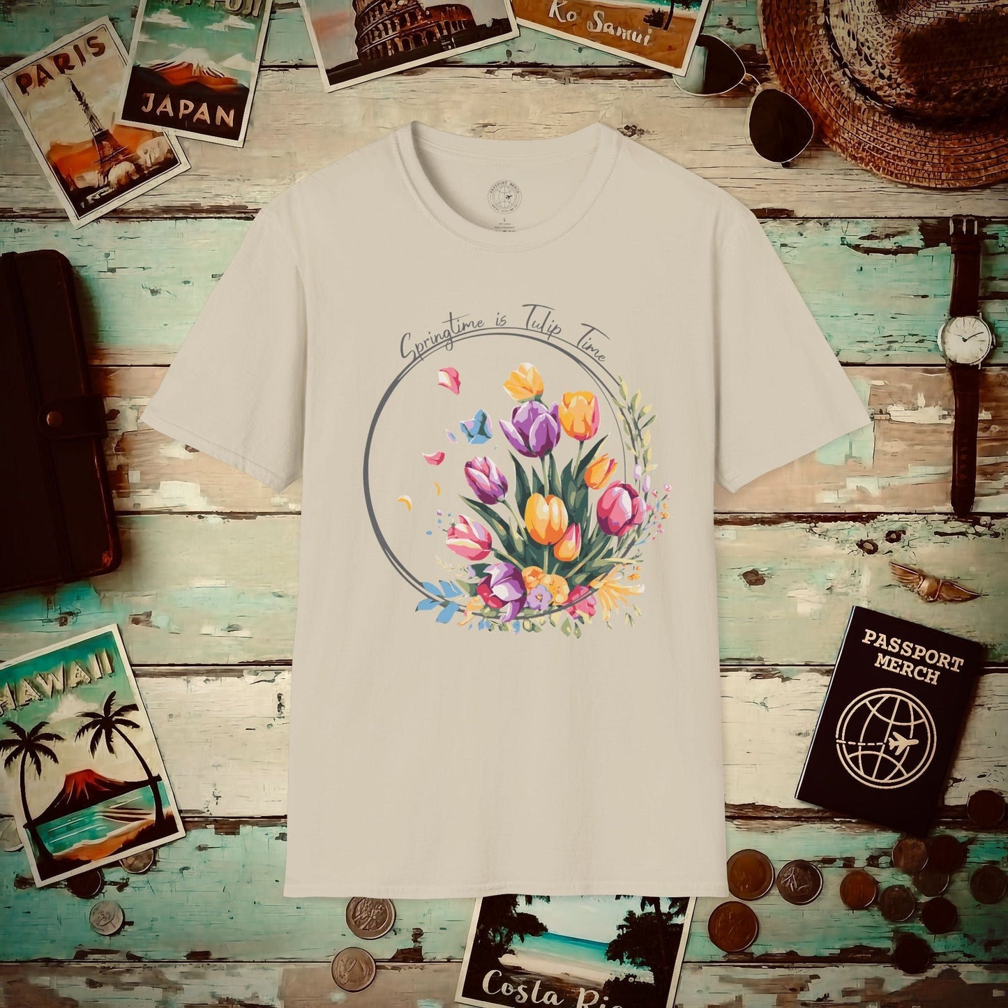 Springtime is Tulip Time in Holland T-Shirt Sand / S