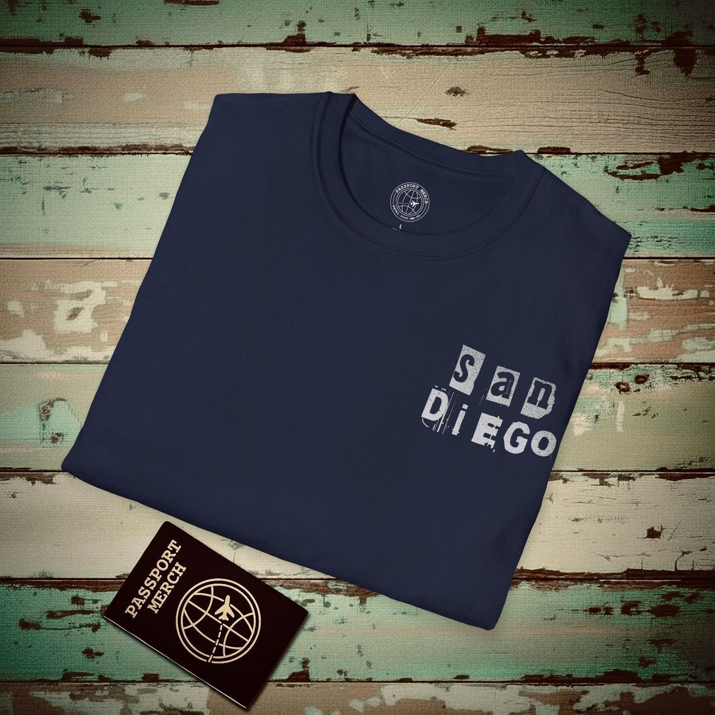 Surfboard Dreams San Diego, California, Back Print T-Shirt Navy / S