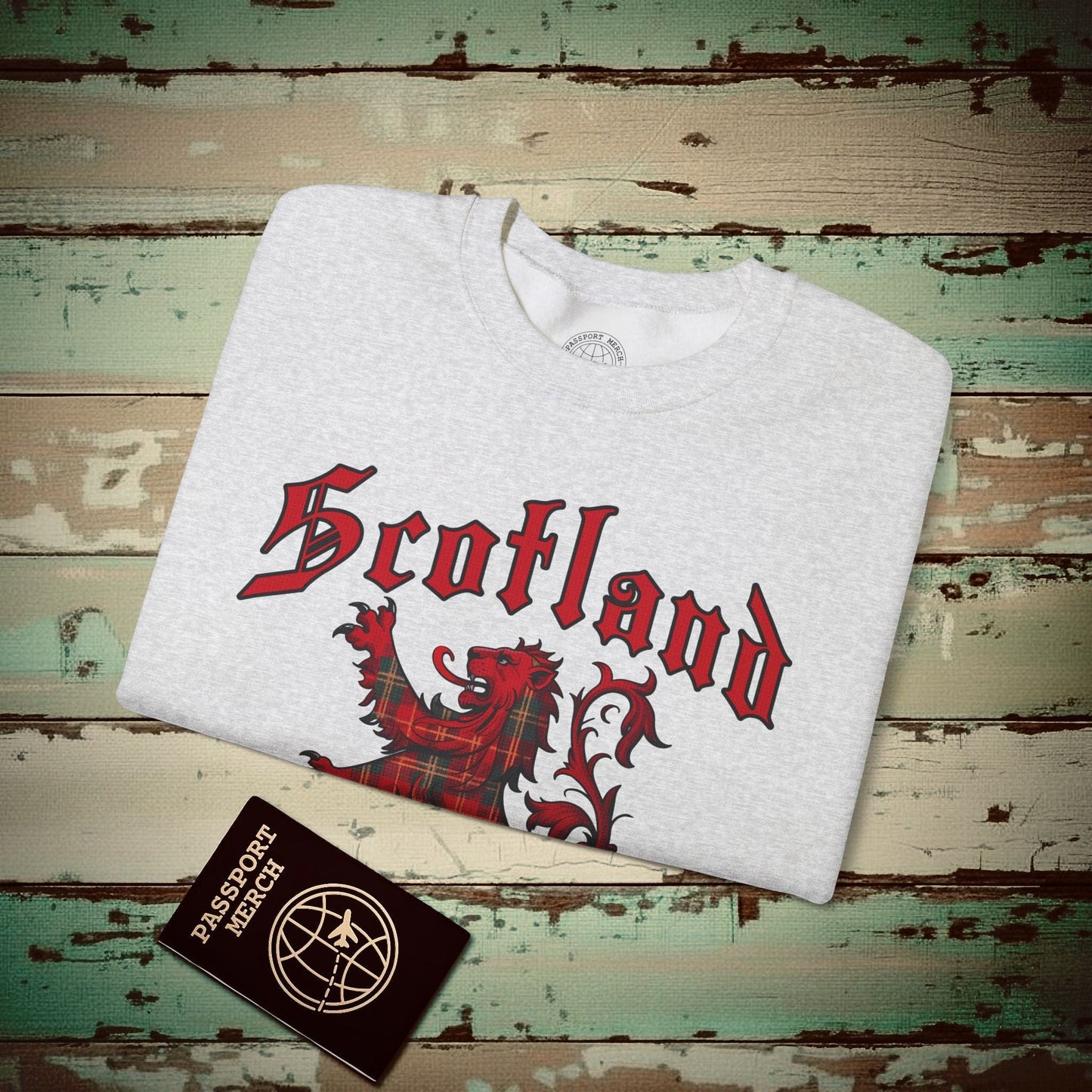 Tartan Lion Rampant, Scotland, UK Crewneck Ash / S