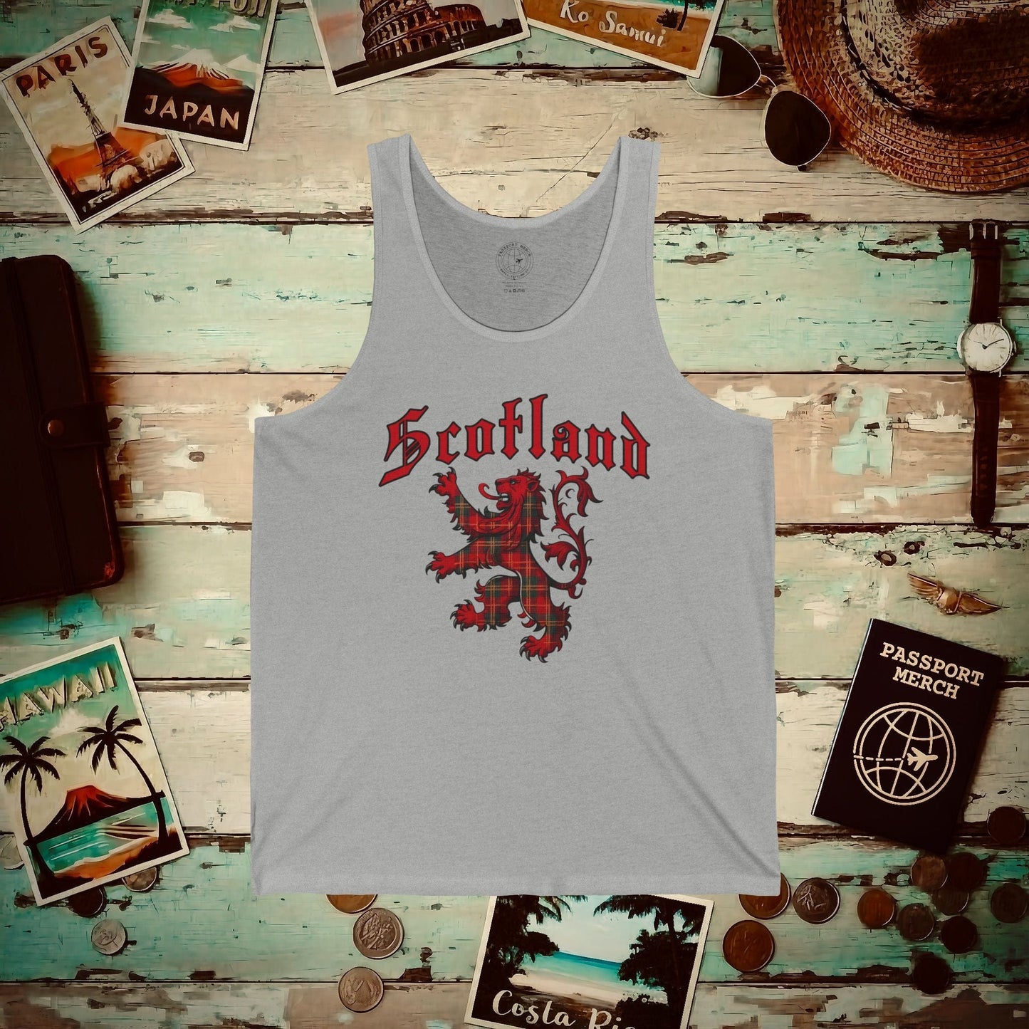 Tartan Lion Rampant, Scotland, UK Tank Top Athletic Heather / XS