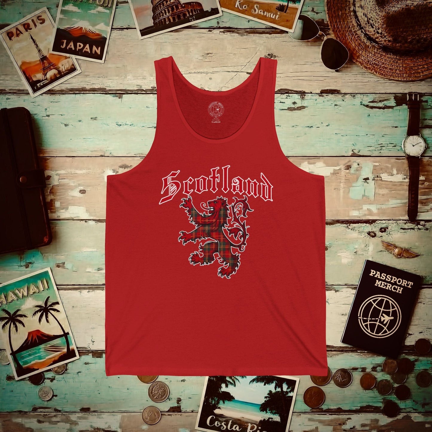 Tartan Lion Rampant, Scotland, UK Tank Top Red / XS