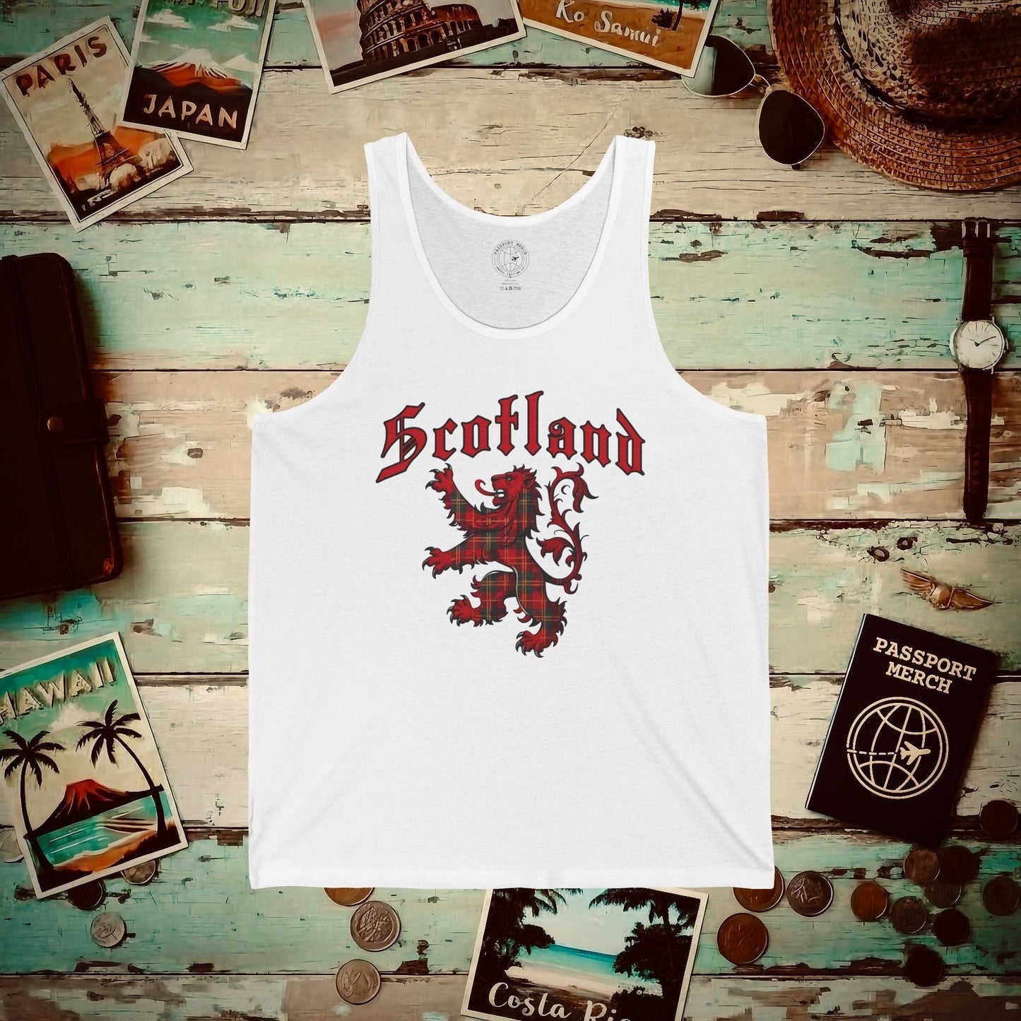 Tartan Lion Rampant, Scotland, UK Tank Top White / XS