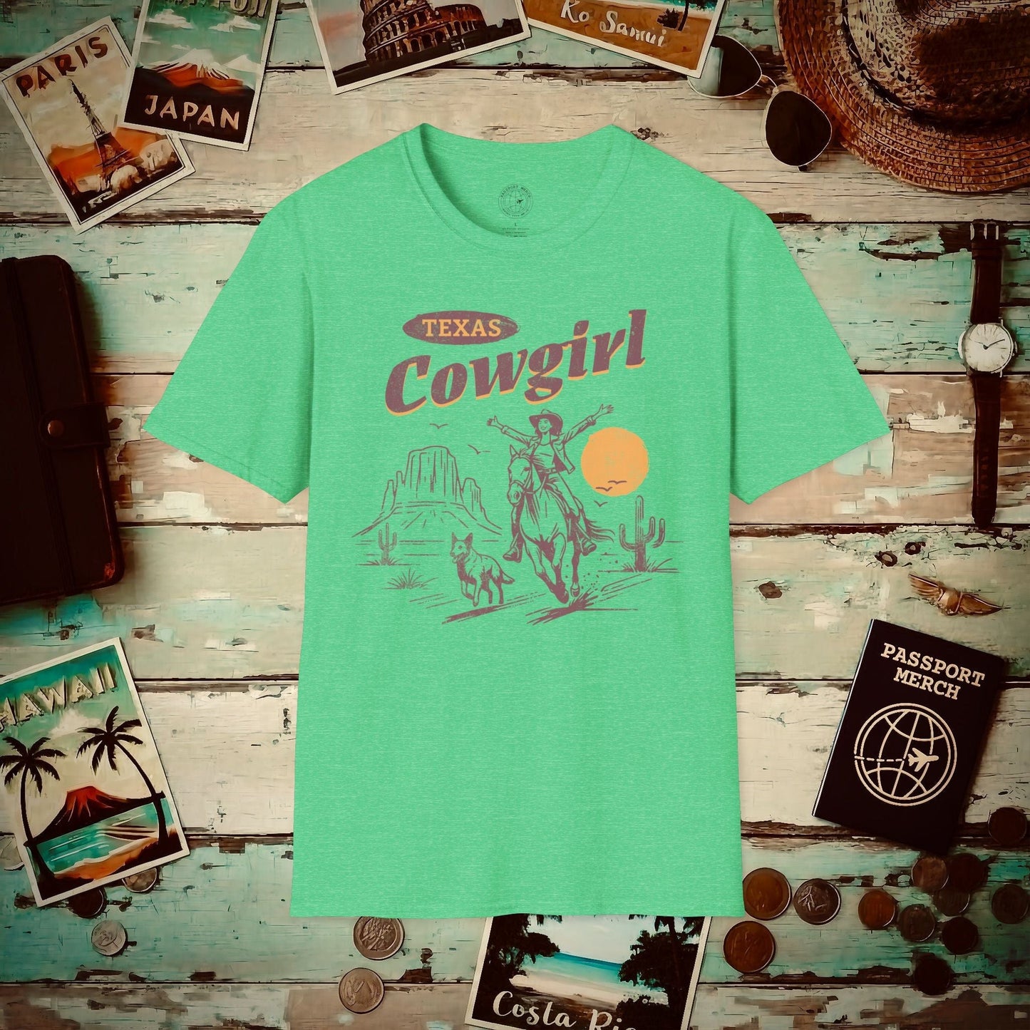 Texas Cowgirl T-Shirt Heather Irish Green / S