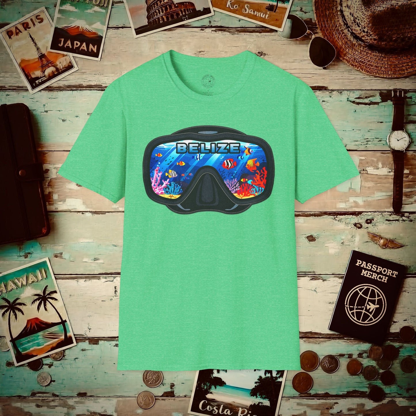 Underwater Reflections of Belize T-Shirt Heather Irish Green / S