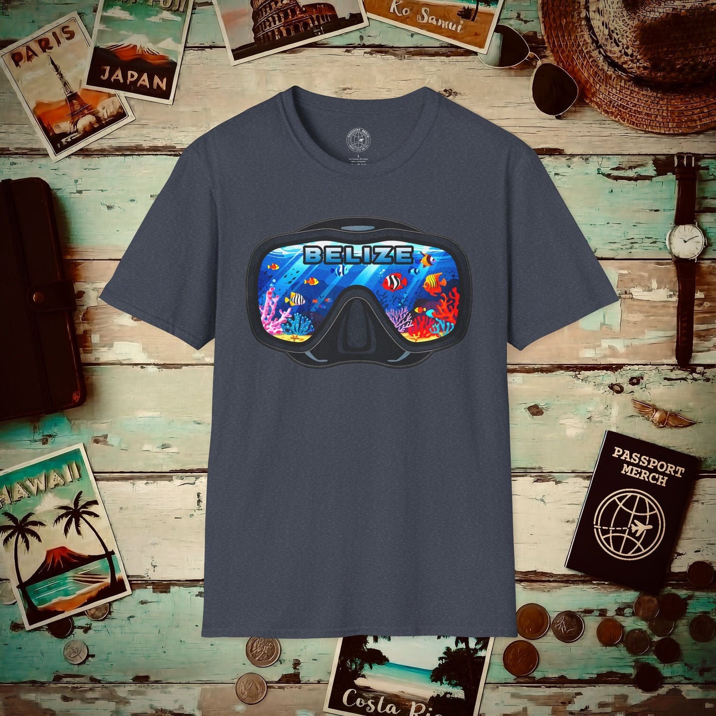 Underwater Reflections of Belize T-Shirt Heather Navy / S