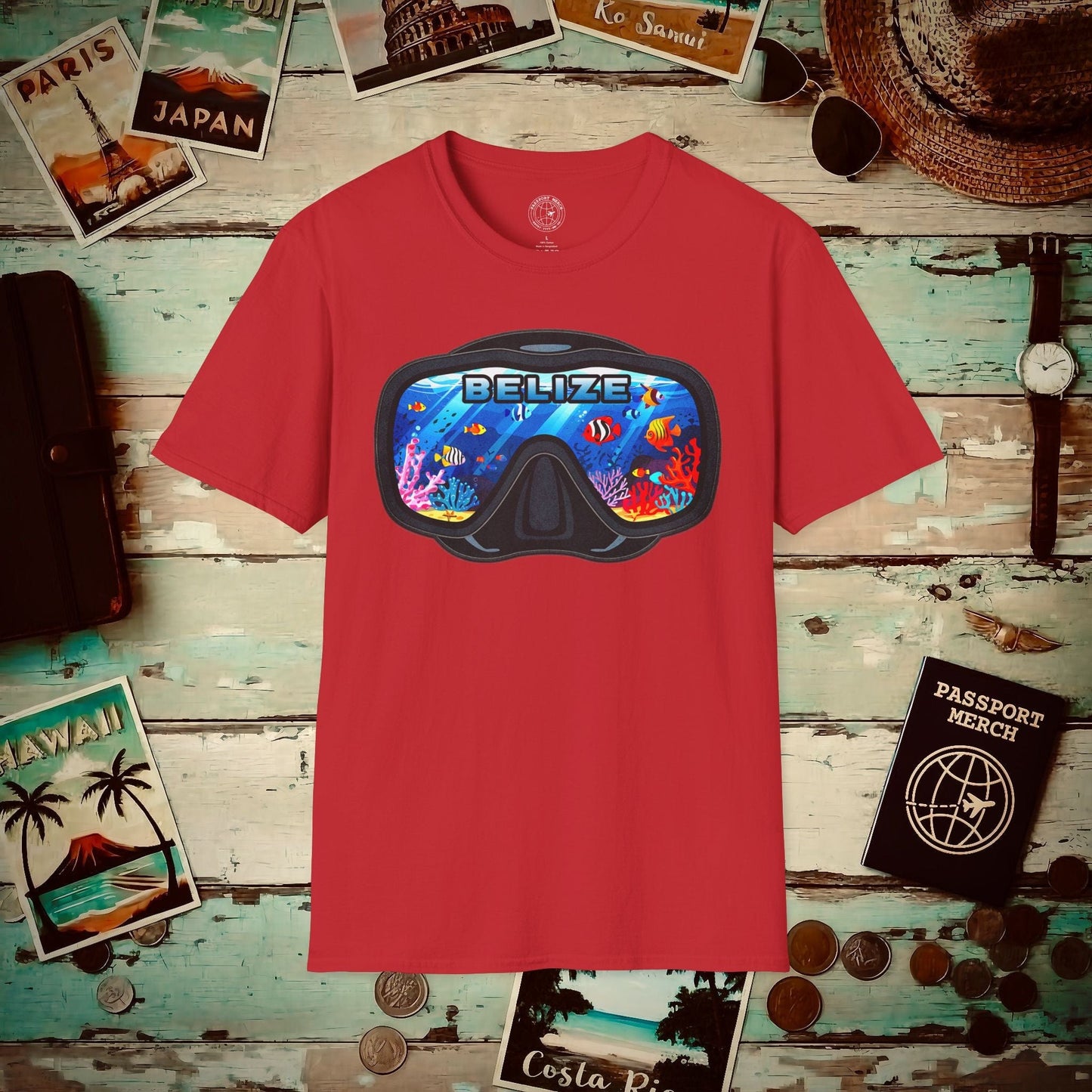 Underwater Reflections of Belize T-Shirt Red / S