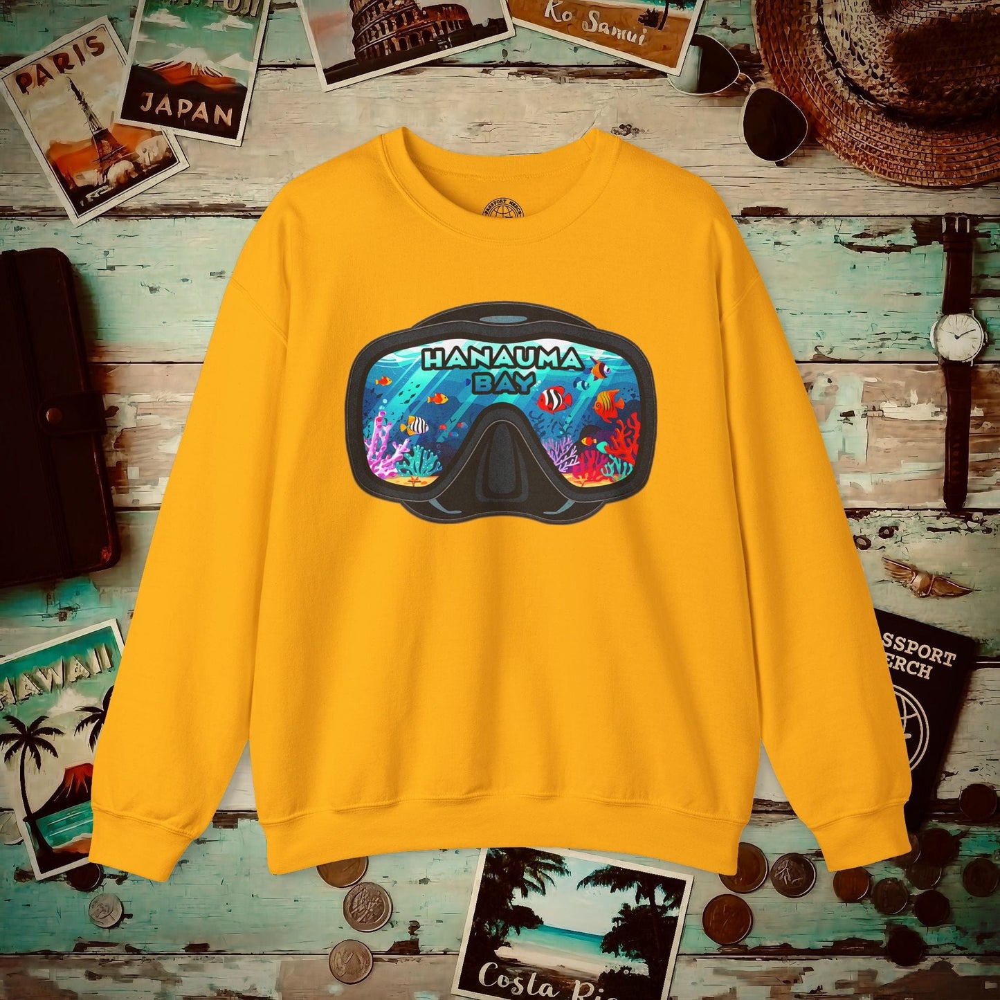 Underwater Reflections of Hanauma Bay Hawaii Crewneck S / Gold