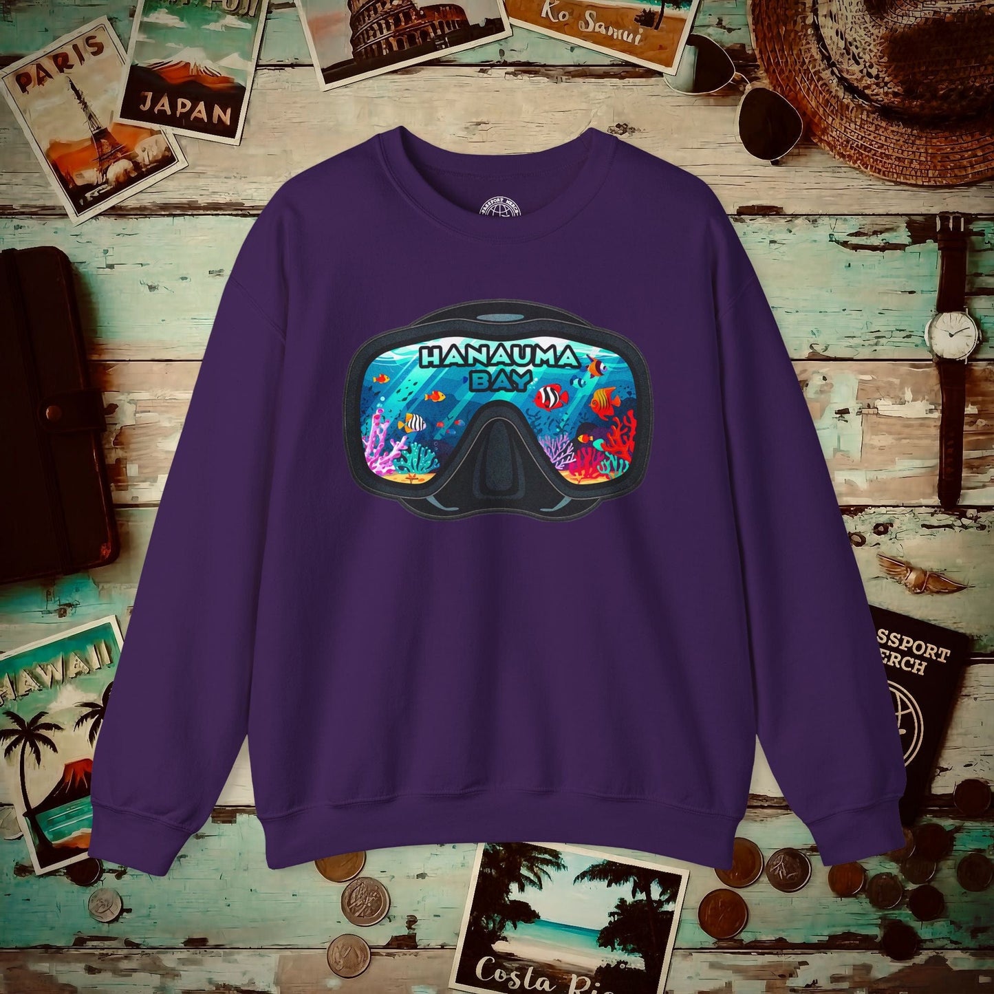 Underwater Reflections of Hanauma Bay Hawaii Crewneck S / Purple