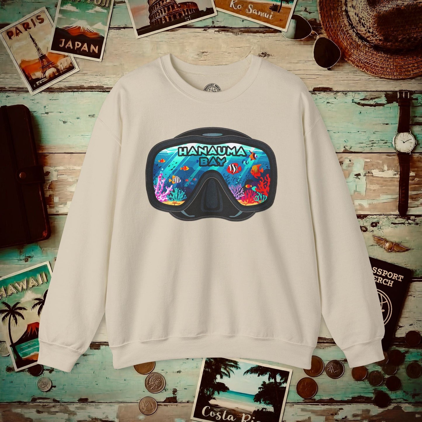 Underwater Reflections of Hanauma Bay Hawaii Crewneck S / Sand