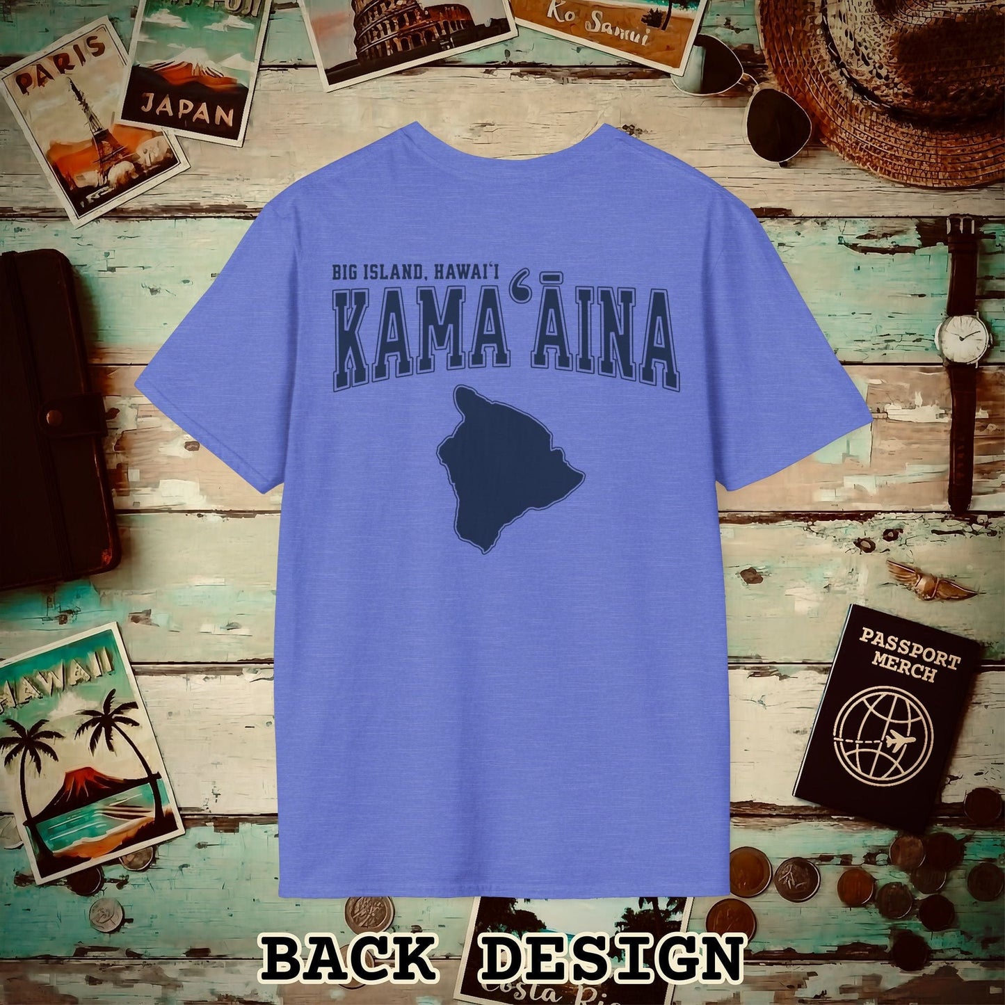 University (Kamaaina Edition), Big Island, Hawaii Back Print T-Shirt Heather Royal / S