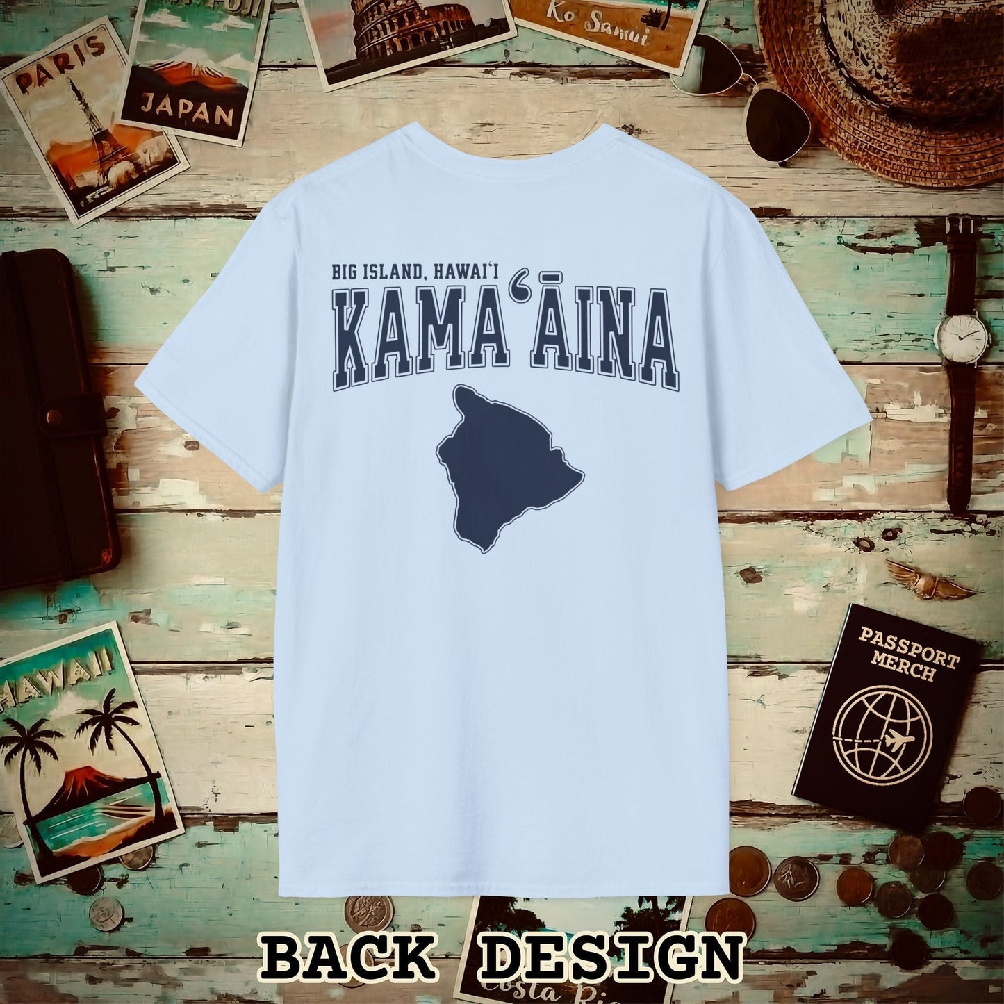 University (Kamaaina Edition), Big Island, Hawaii Back Print T-Shirt Light Blue / S