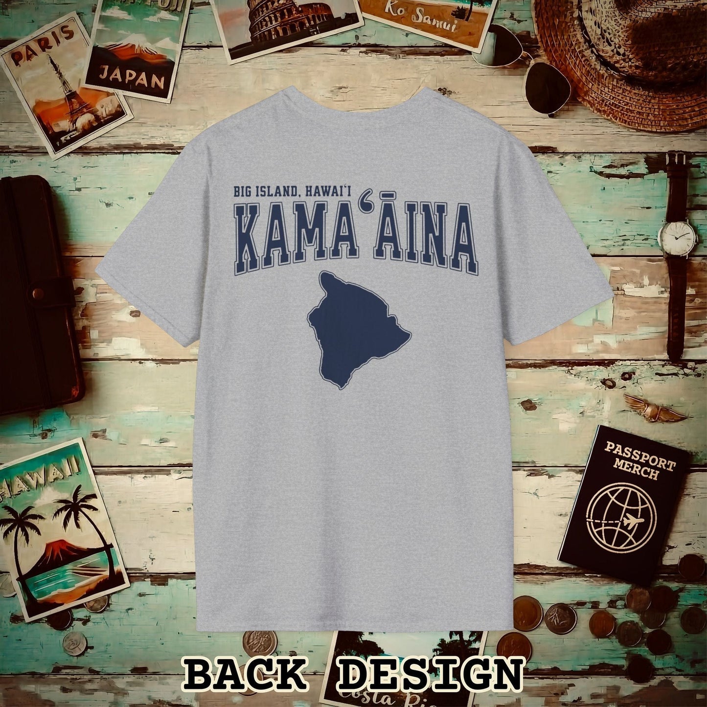 University (Kamaaina Edition), Big Island, Hawaii Back Print T-Shirt Sport Grey / S