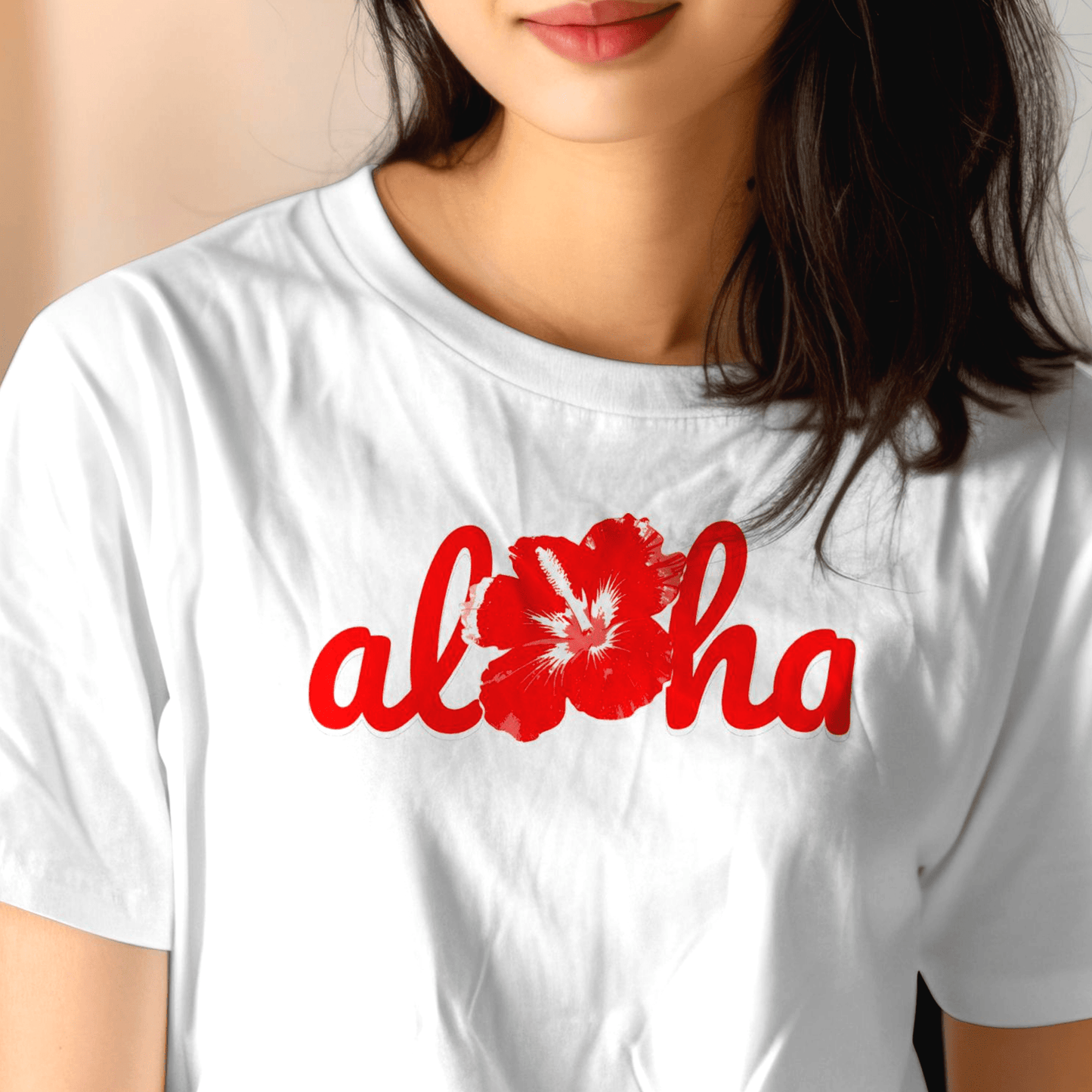 Valentine's Red Aloha Hibiscus, Hawaii T-Shirt White / S