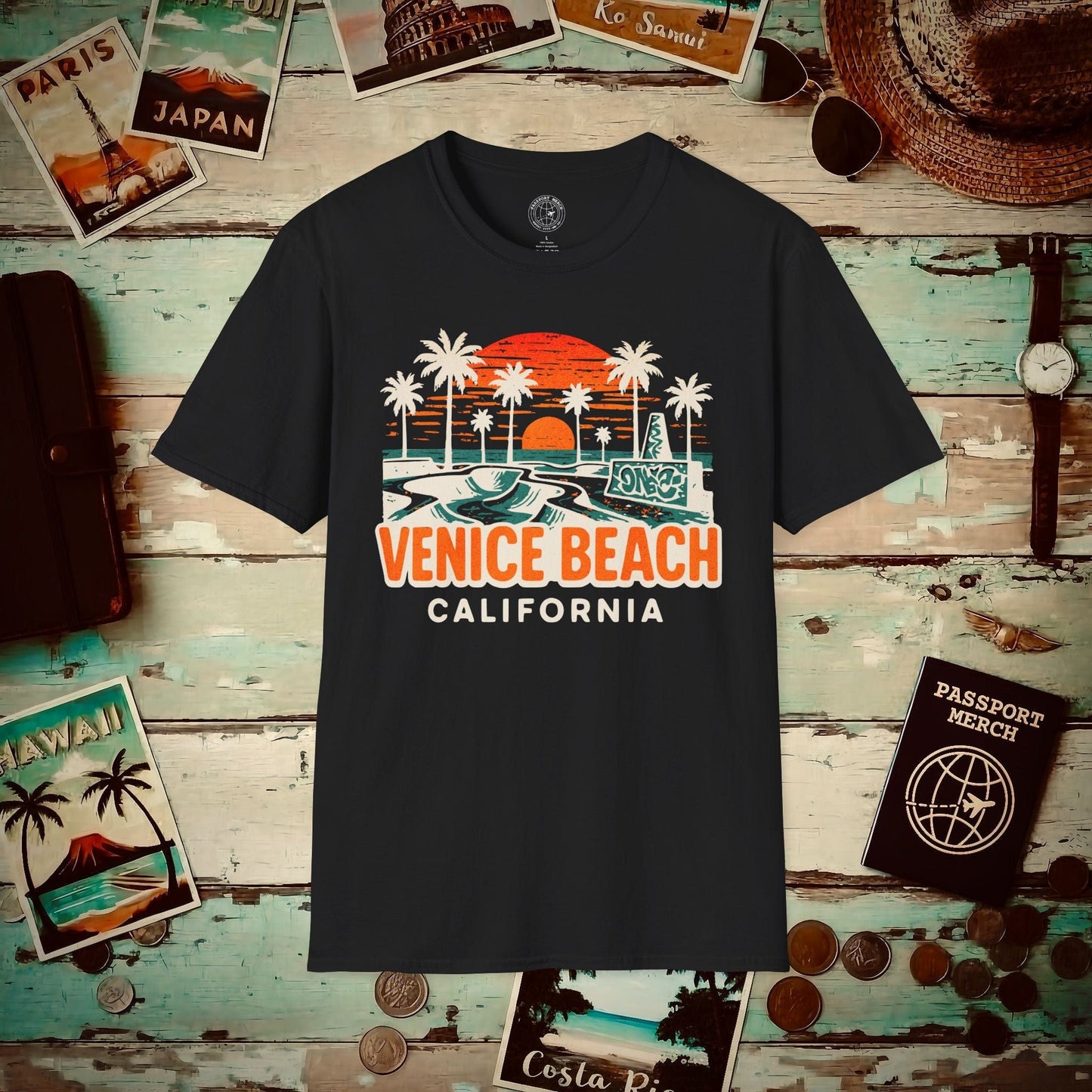 Venice Beach, California - 80's Vintage T-Shirt Black / S