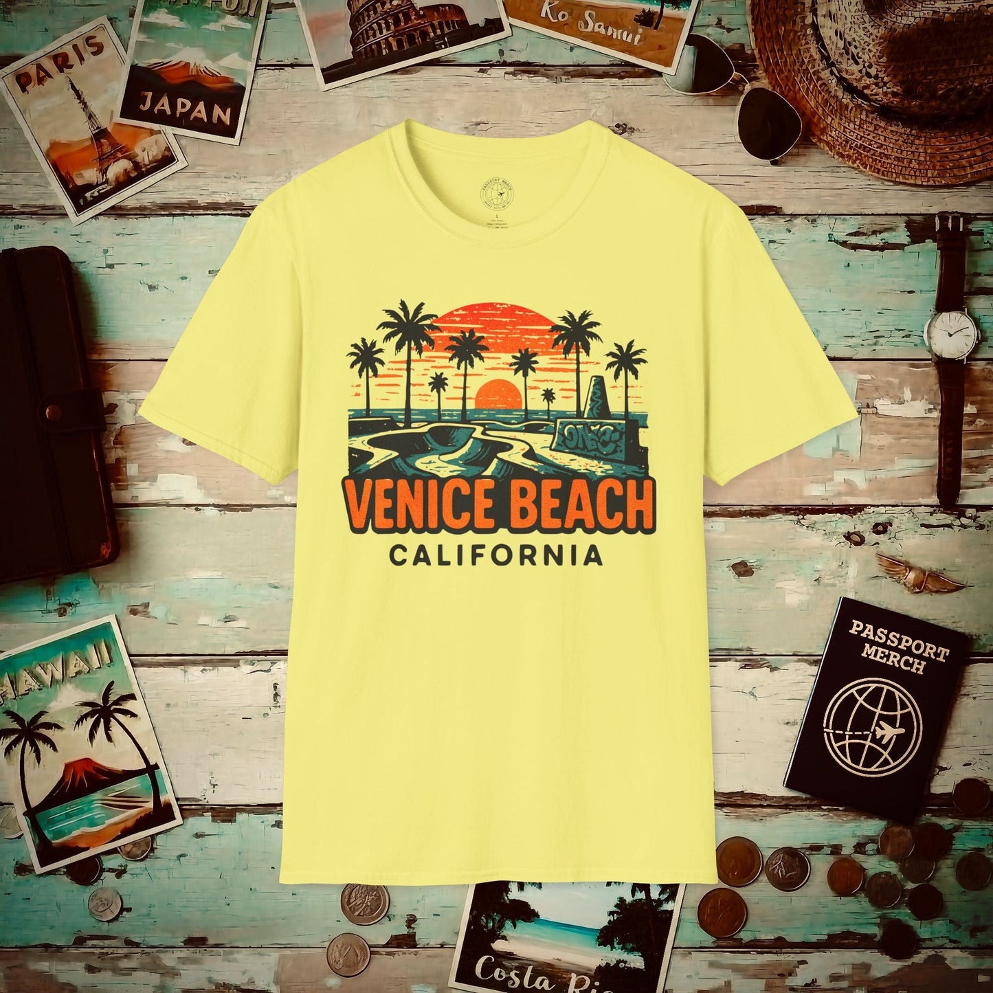 Venice Beach, California - 80's Vintage T-Shirt Cornsilk / S