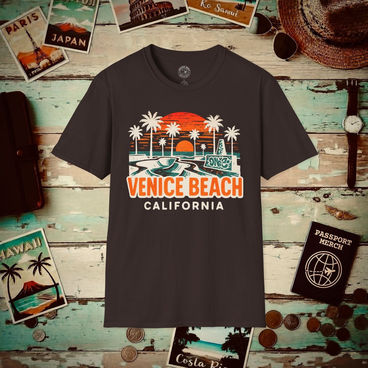 Venice Beach, California - 80's Vintage T-Shirt Dark Chocolate / S