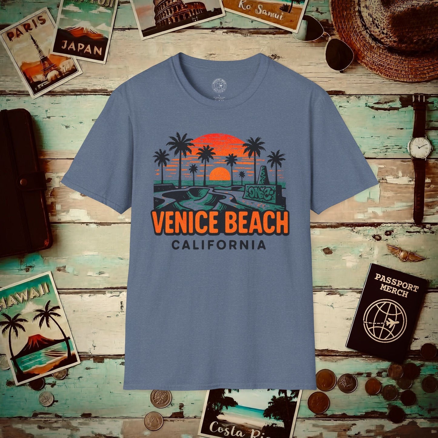 Venice Beach, California - 80's Vintage T-Shirt Heather Indigo / S