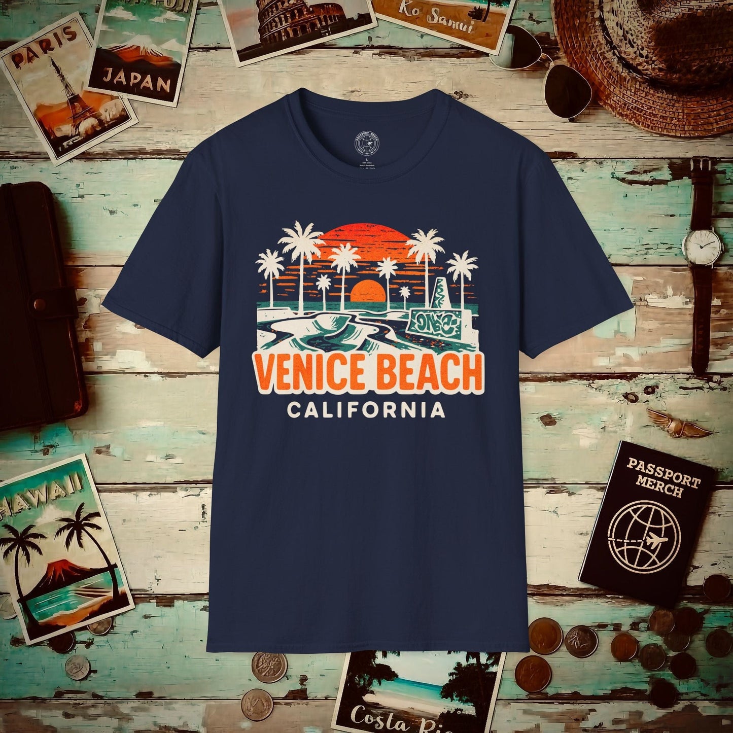 Venice Beach, California - 80's Vintage T-Shirt Navy / S