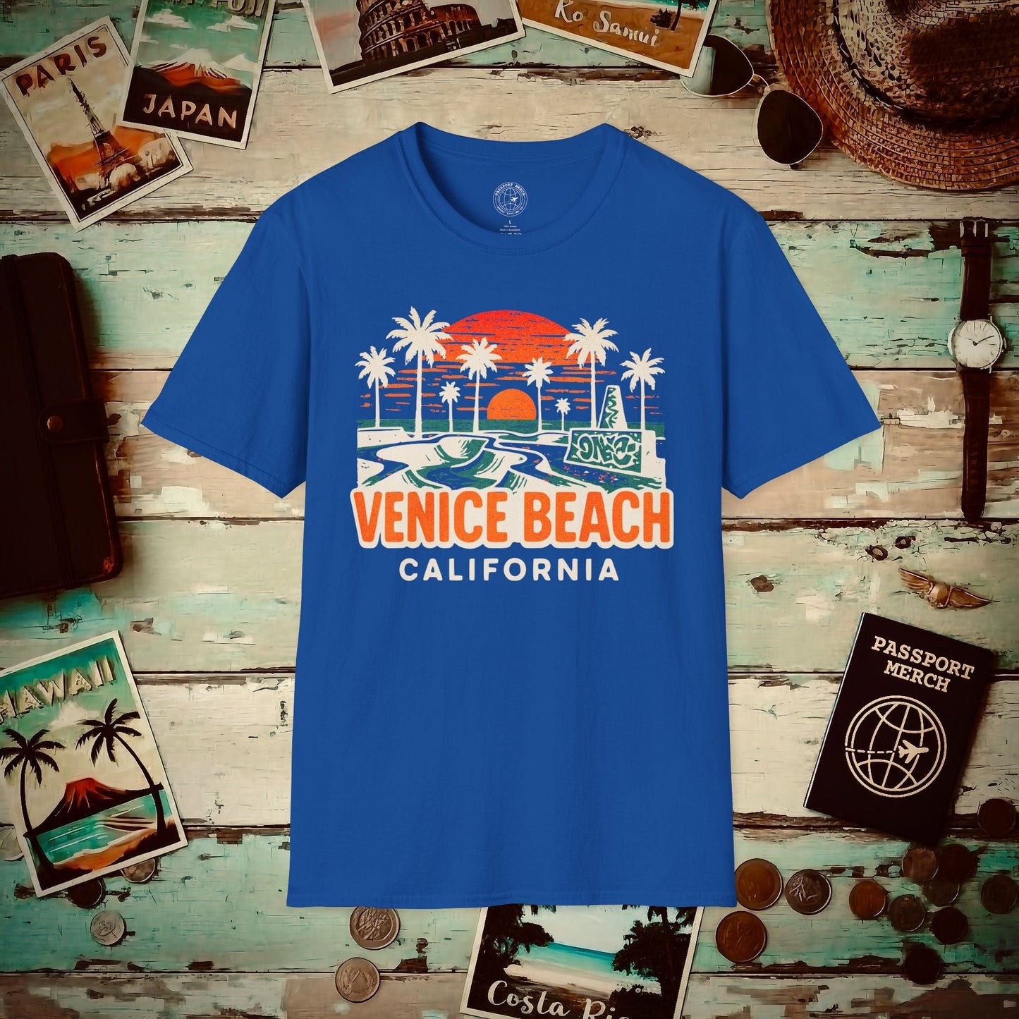 Venice Beach, California - 80's Vintage T-Shirt Royal / S