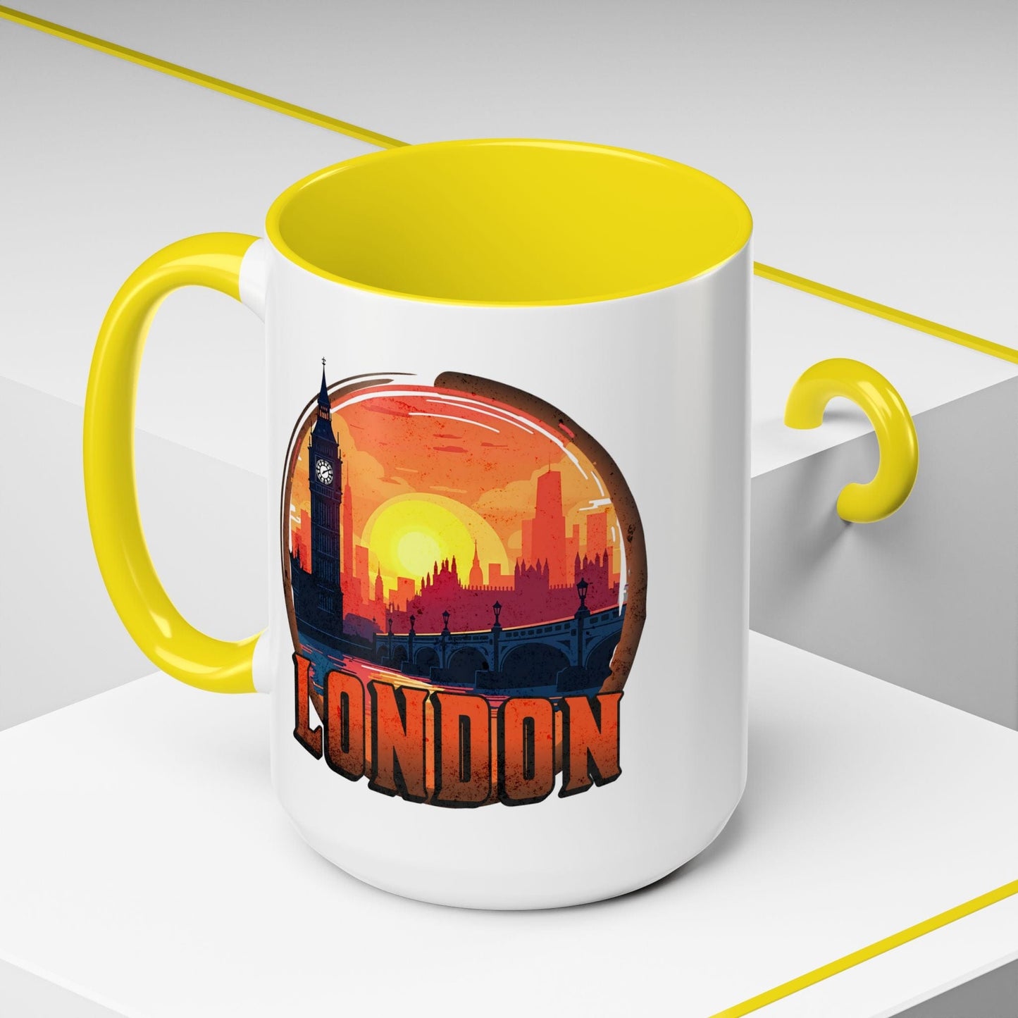 Vintage Big Ben Sunset, London, England 15oz Mug Yellow / 15oz