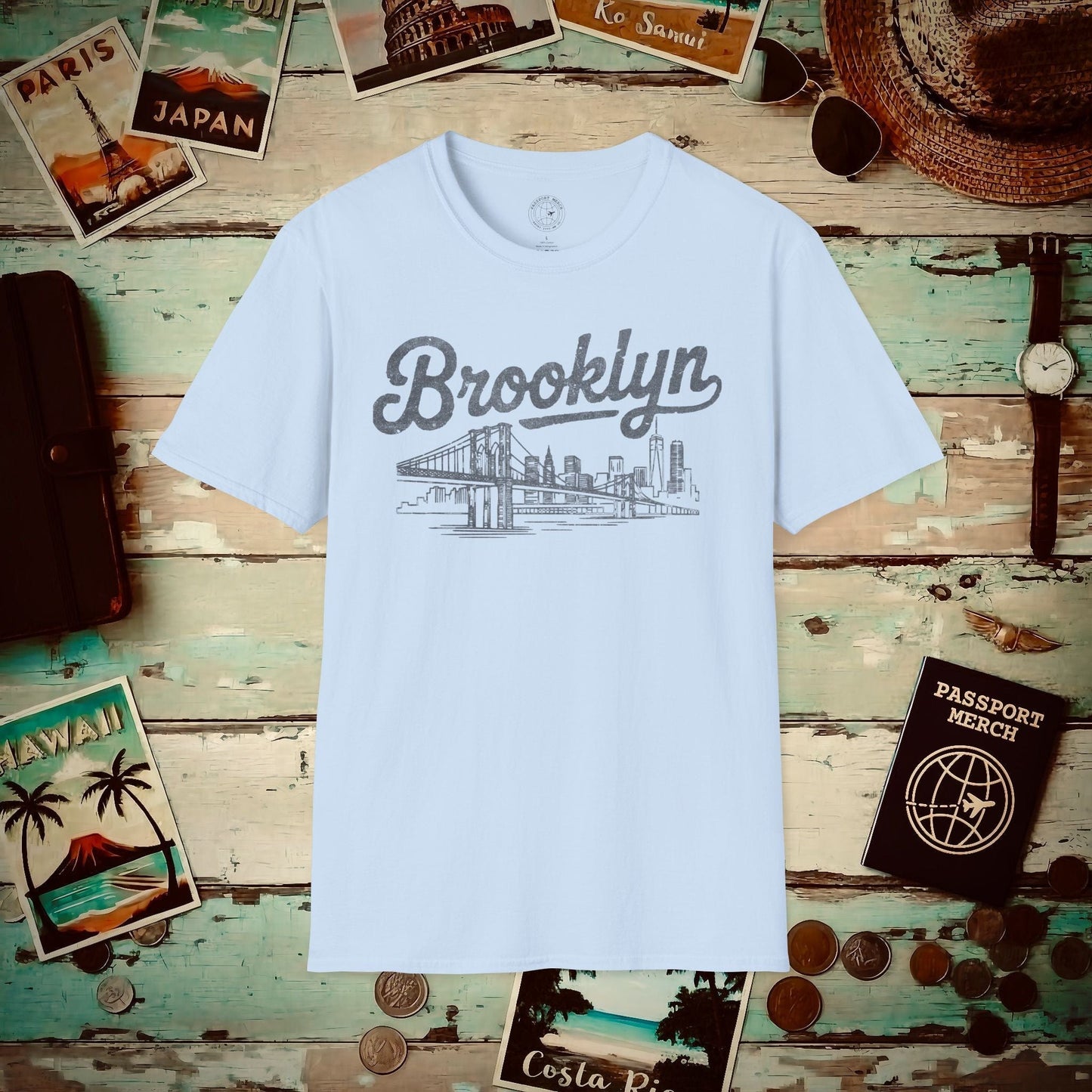 Vintage Brooklyn Monochrome, New York T-Shirt Light Blue / S