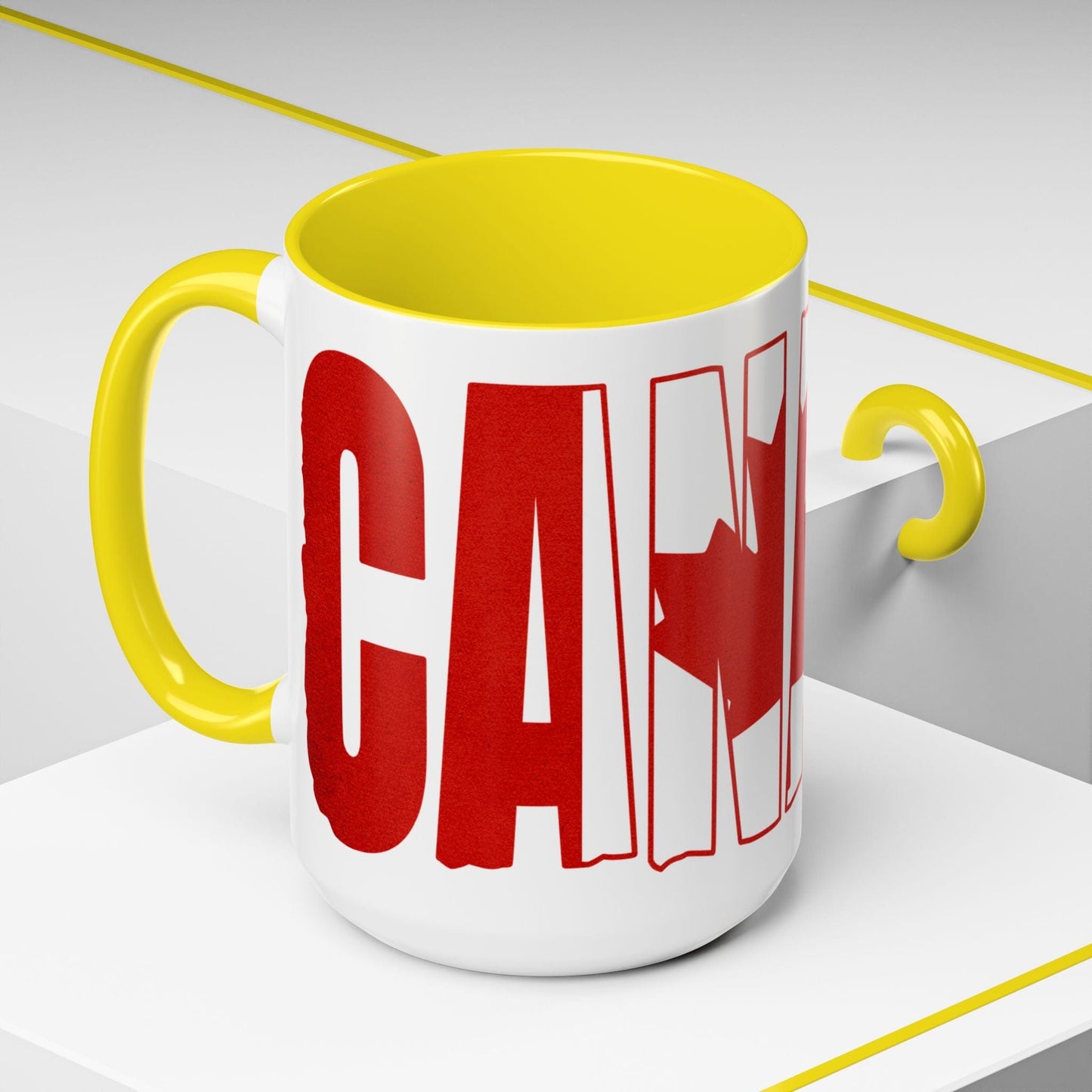Vintage Canada Patriotism Letter Flag 15oz Mug Yellow / 15oz