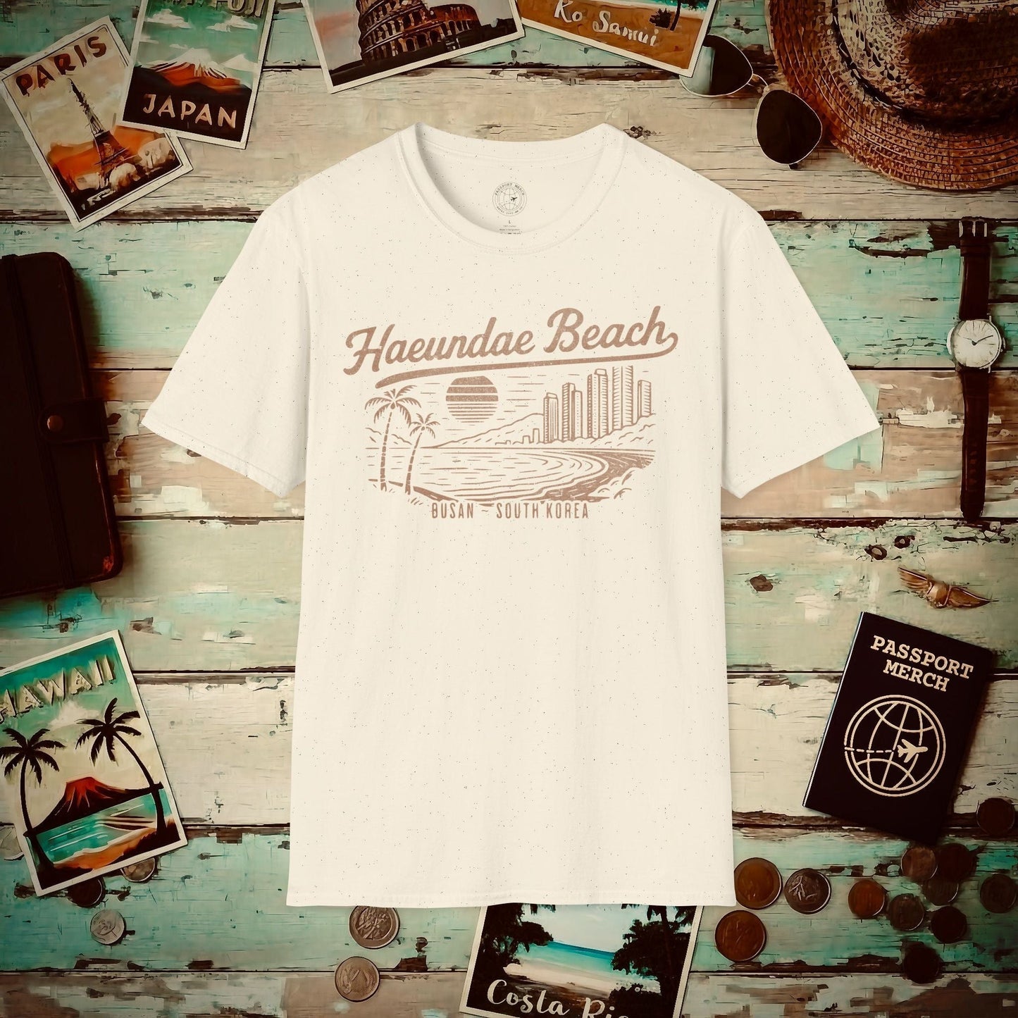 Vintage Haeundae Beach, Busan, Korea T-Shirt Natural / S