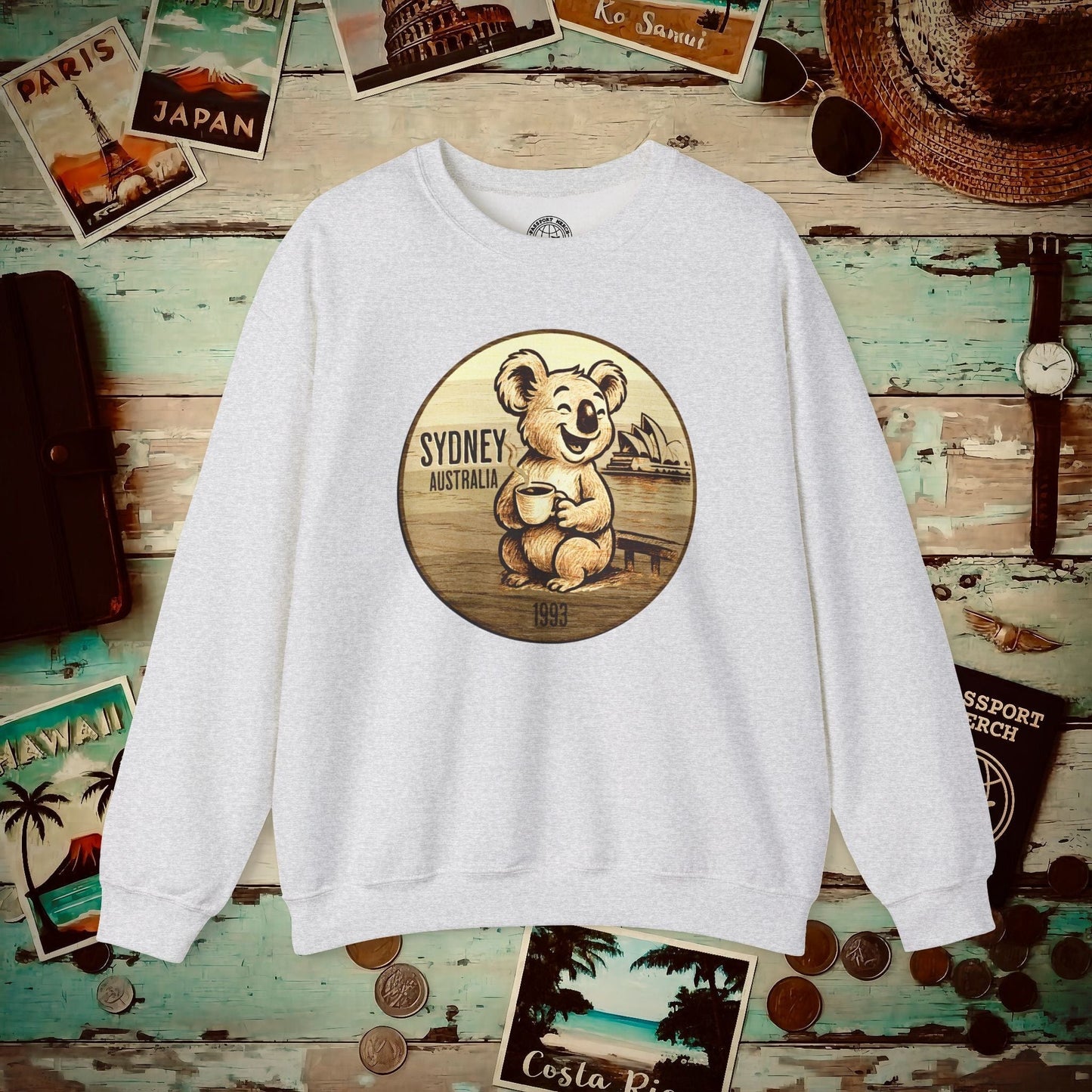 Vintage Koala & Coffee in Sydney, Australia Crewneck Ash / S
