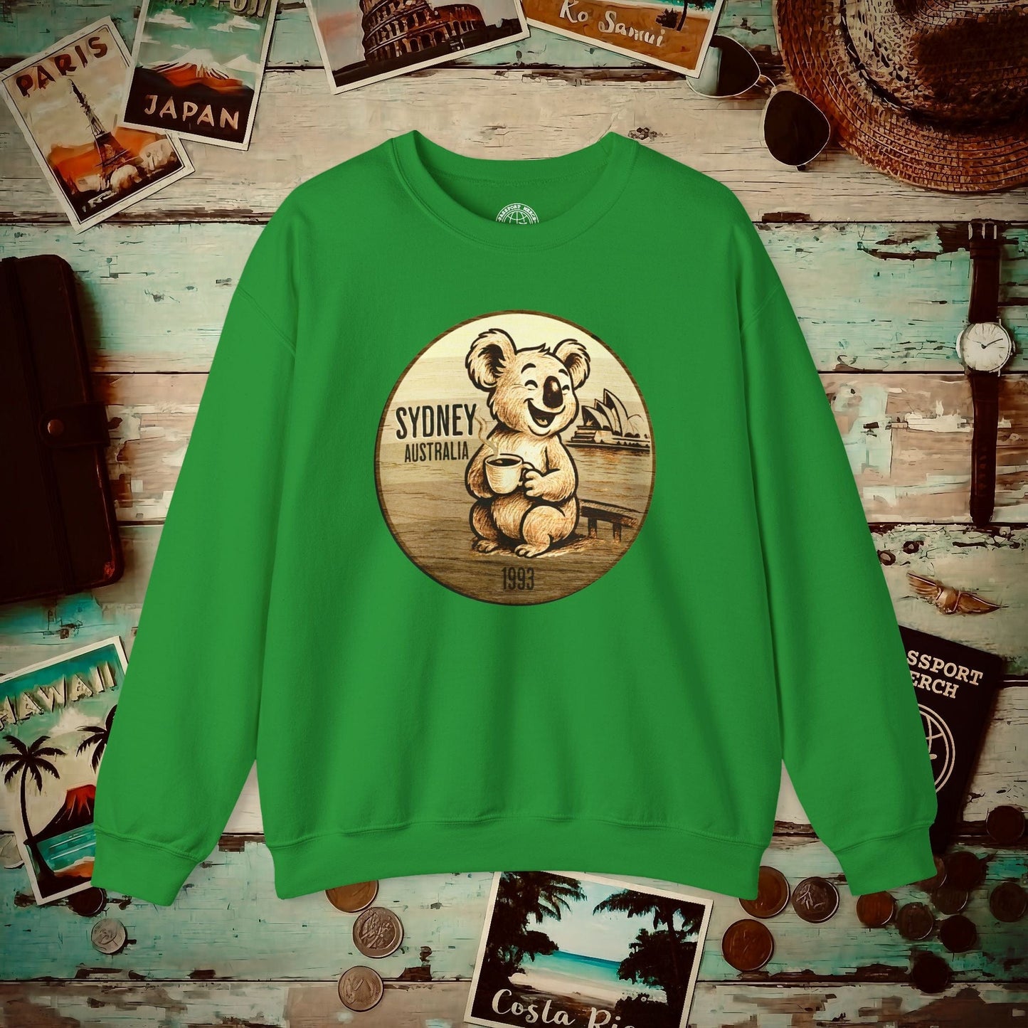 Vintage Koala & Coffee in Sydney, Australia Crewneck Irish Green / S