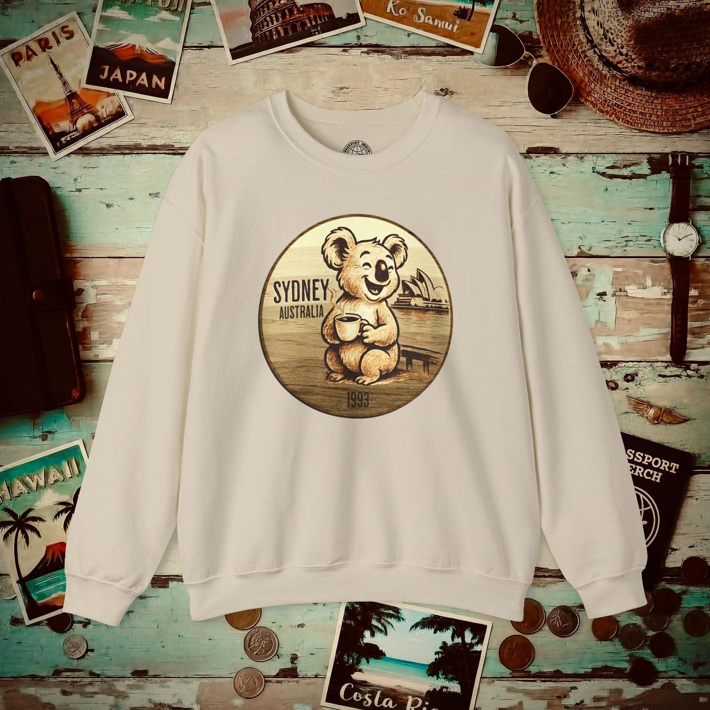 Vintage Koala & Coffee in Sydney, Australia Crewneck Sand / S