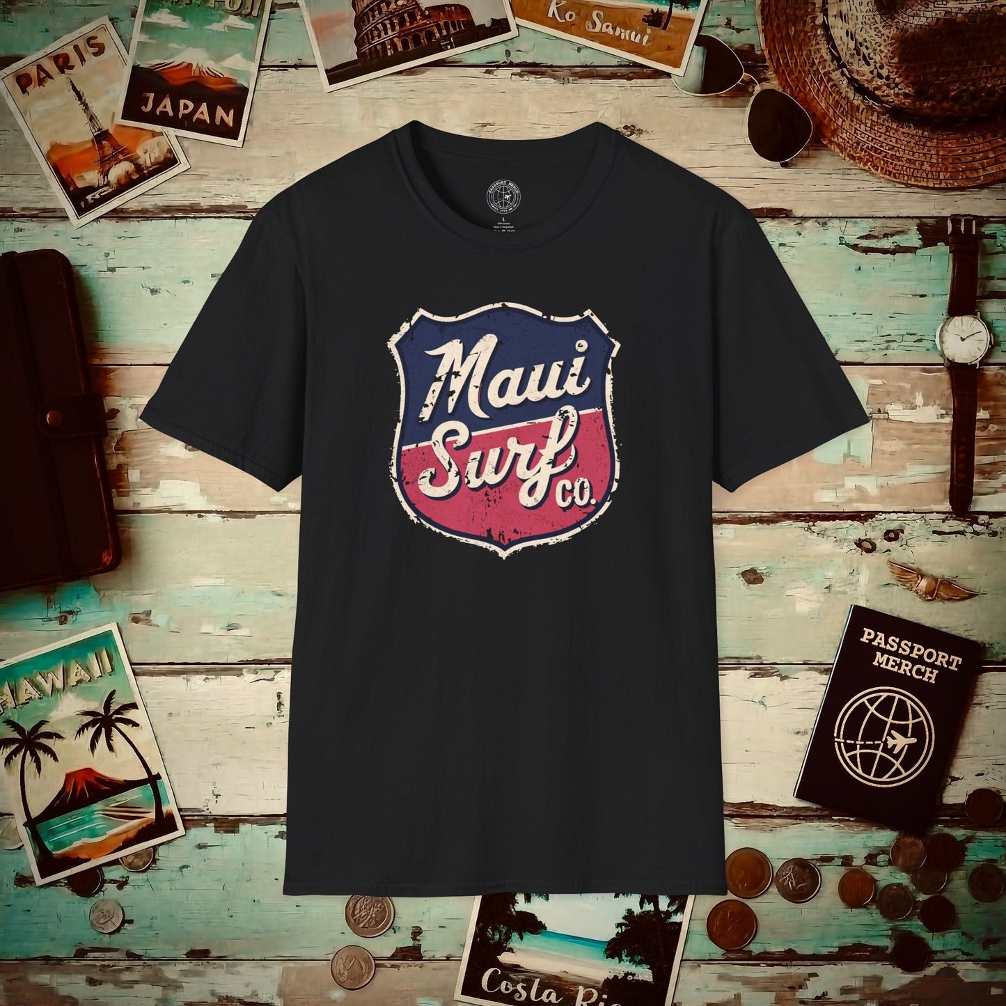 Vintage Maui Surf Co. Shield Hawaii T-Shirt Black / S