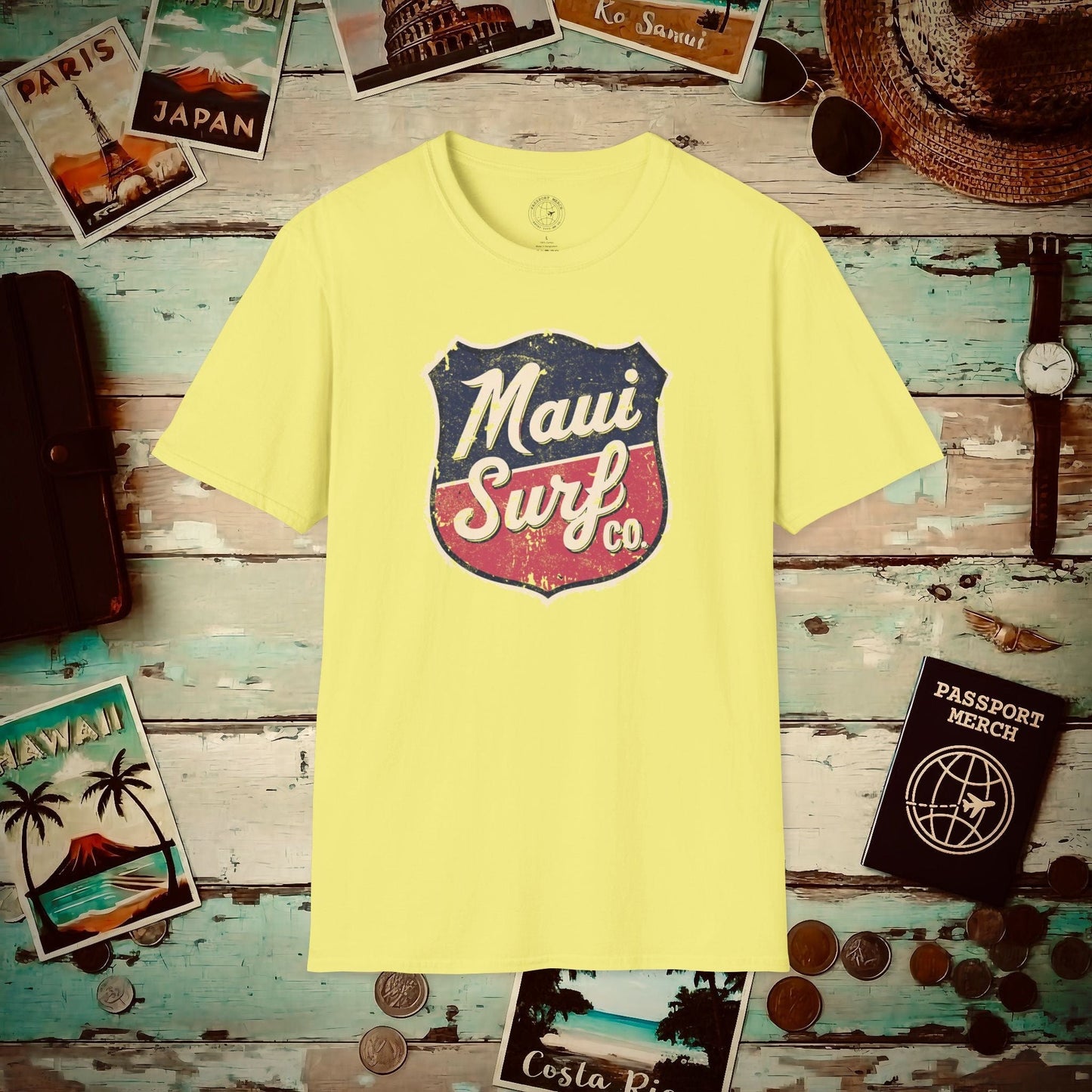 Vintage Maui Surf Co. Shield Hawaii T-Shirt Cornsilk / S