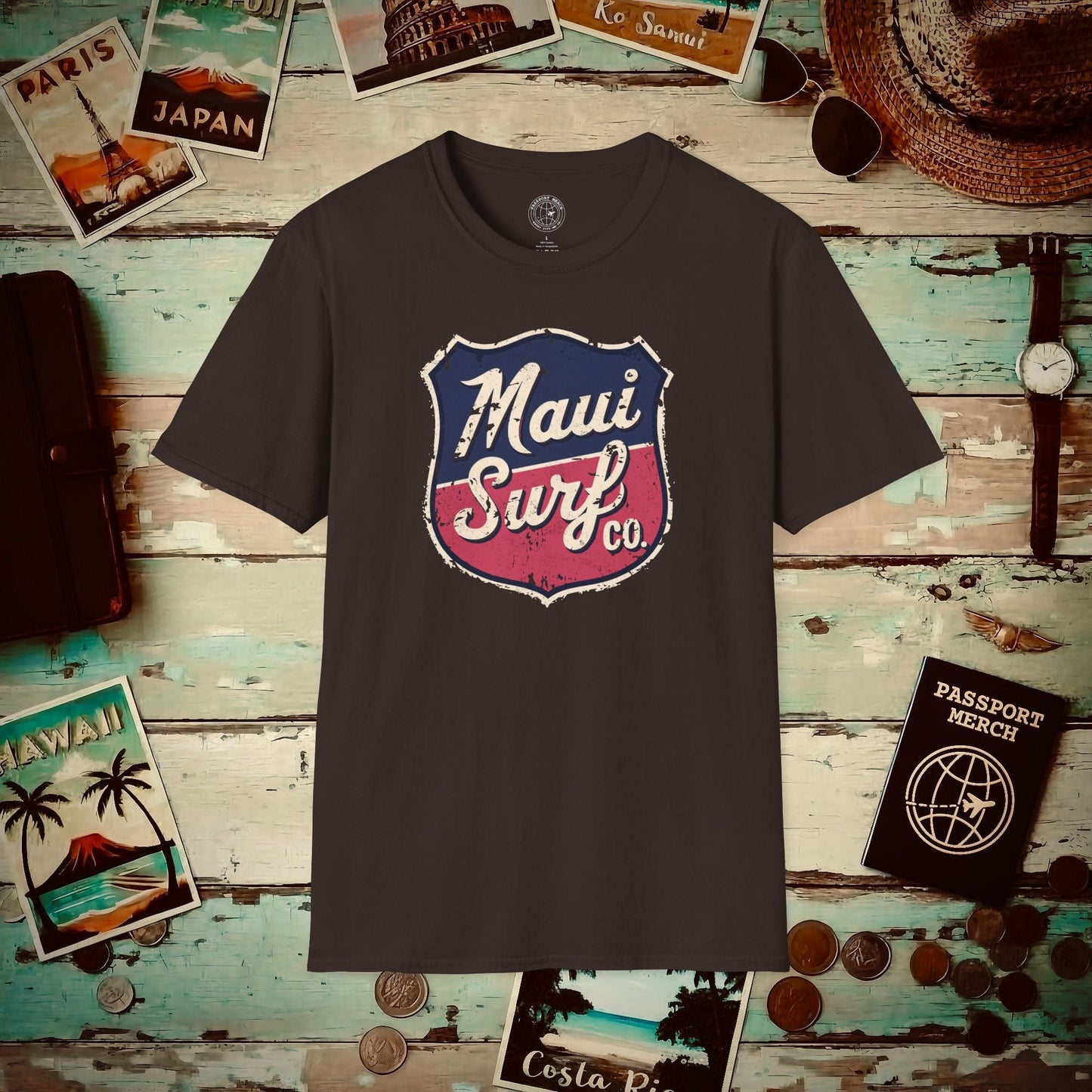 Vintage Maui Surf Co. Shield Hawaii T-Shirt Dark Chocolate / S