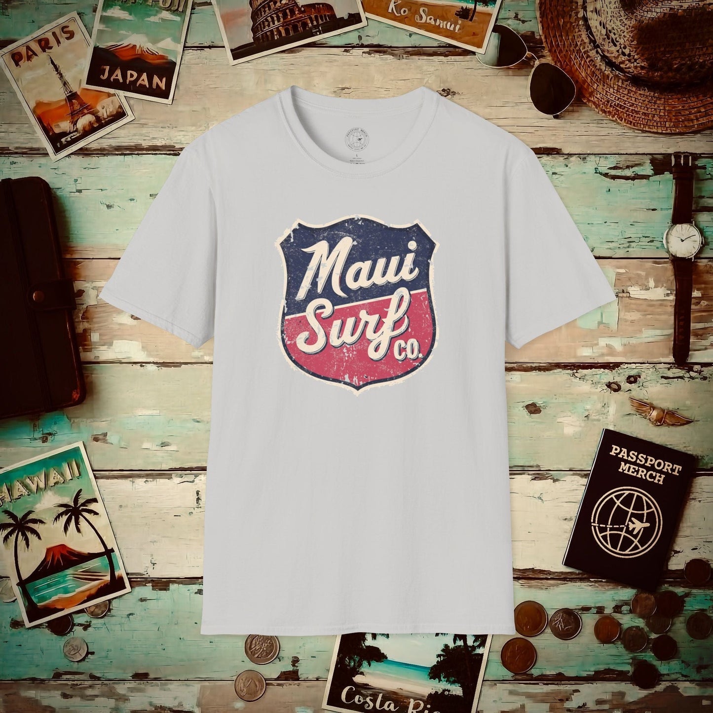 Vintage Maui Surf Co. Shield Hawaii T-Shirt Ice Grey / S