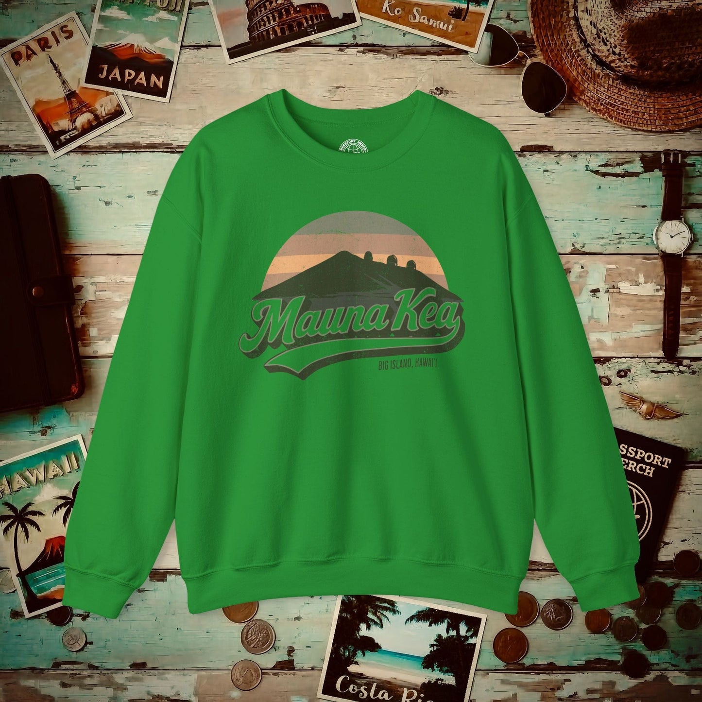 Vintage Mauna Kea, Big Island, Hawaii Crewneck Irish Green / S